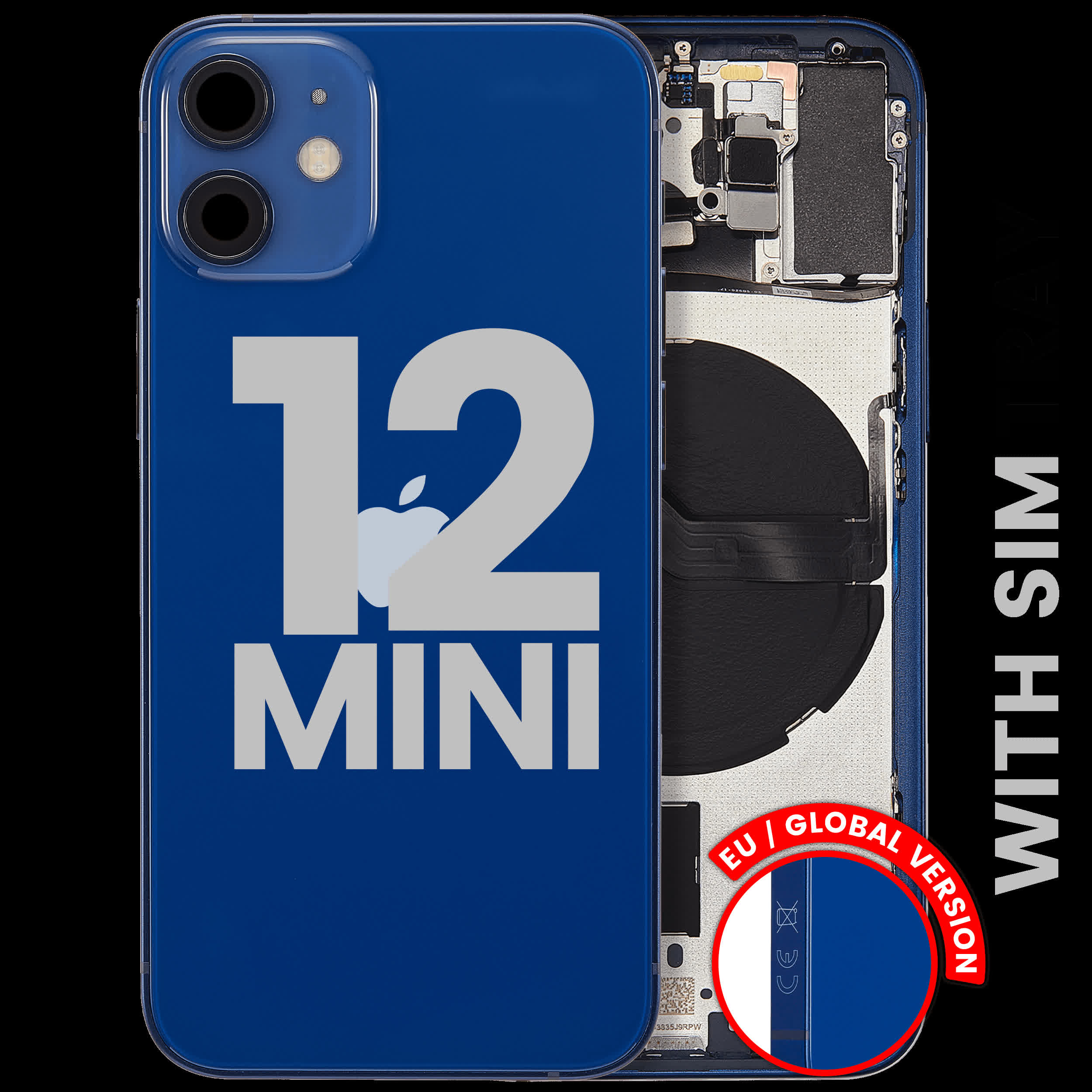 Rückgehäuse mit Kleinteilen für iPhone 12 Mini (EU / globale Version) (ausgebautes Originalteil: Grade C) (Blue (Blau))
