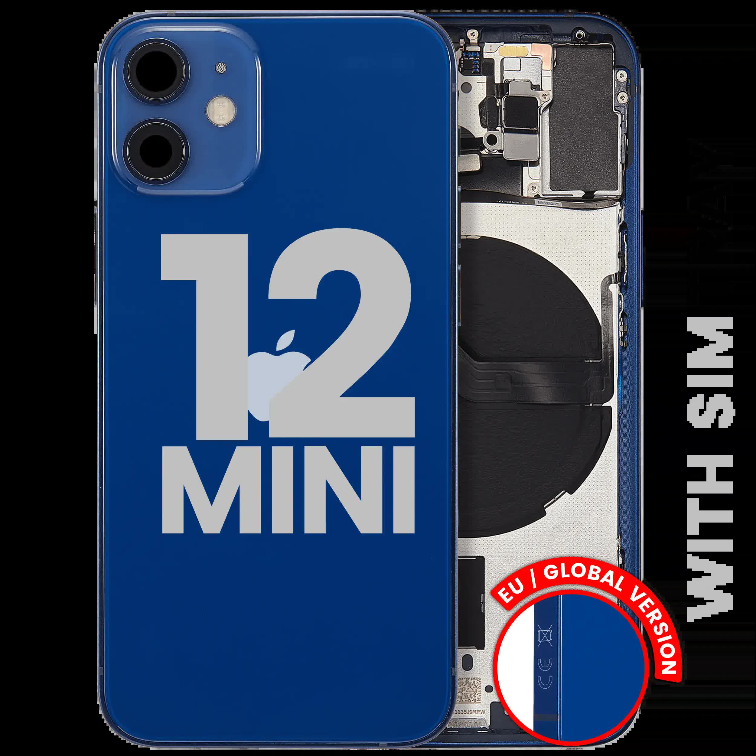 Rückgehäuse mit Kleinteilen für iPhone 12 Mini (EU / globale Version) (ausgebautes Originalteil: Grade B) (Blue (Blau))