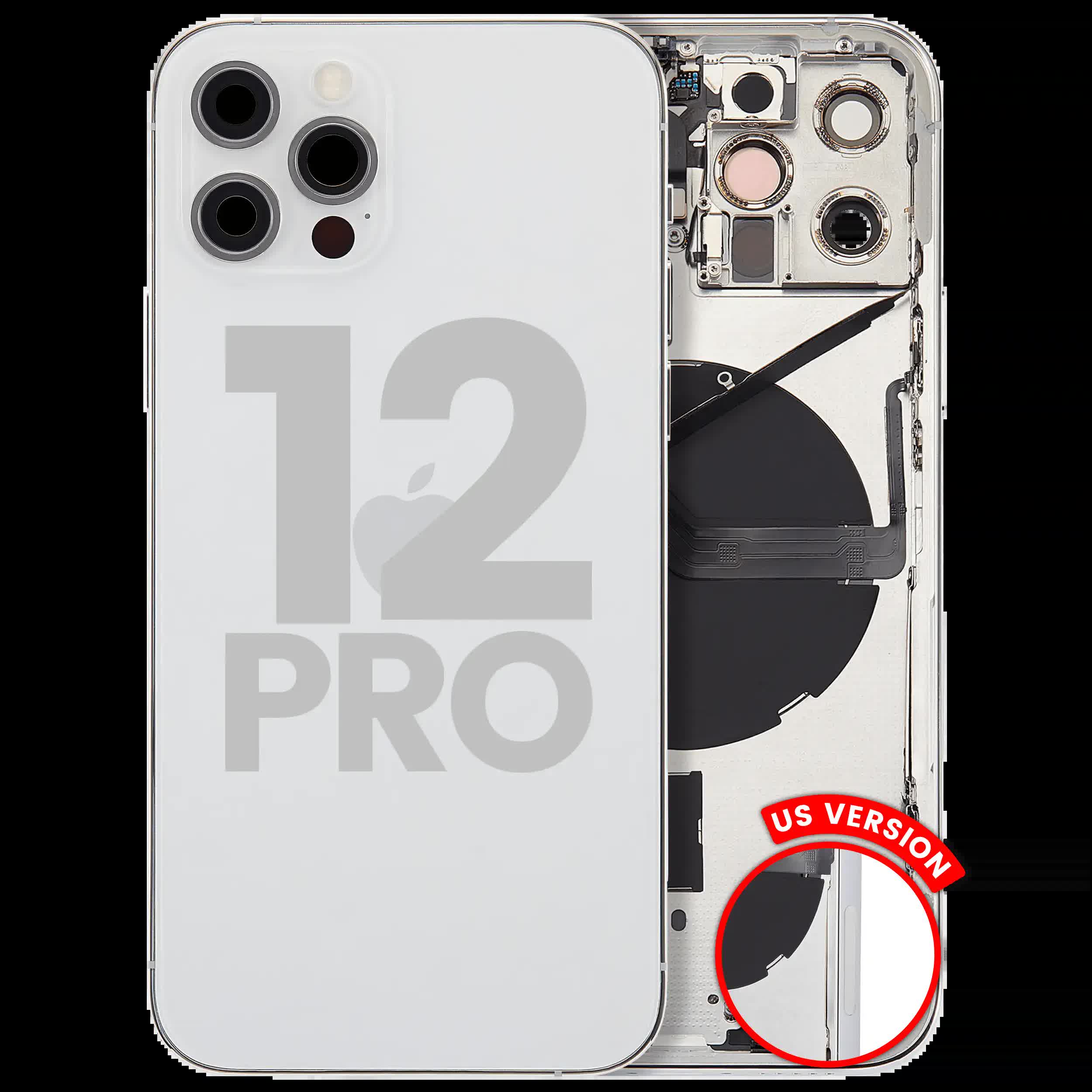 Rückgehäuse mit Kleinteilen für iPhone 12 Pro (US-Version) (ausgebautes Originalteil: Grade A) (Silver (Silber))