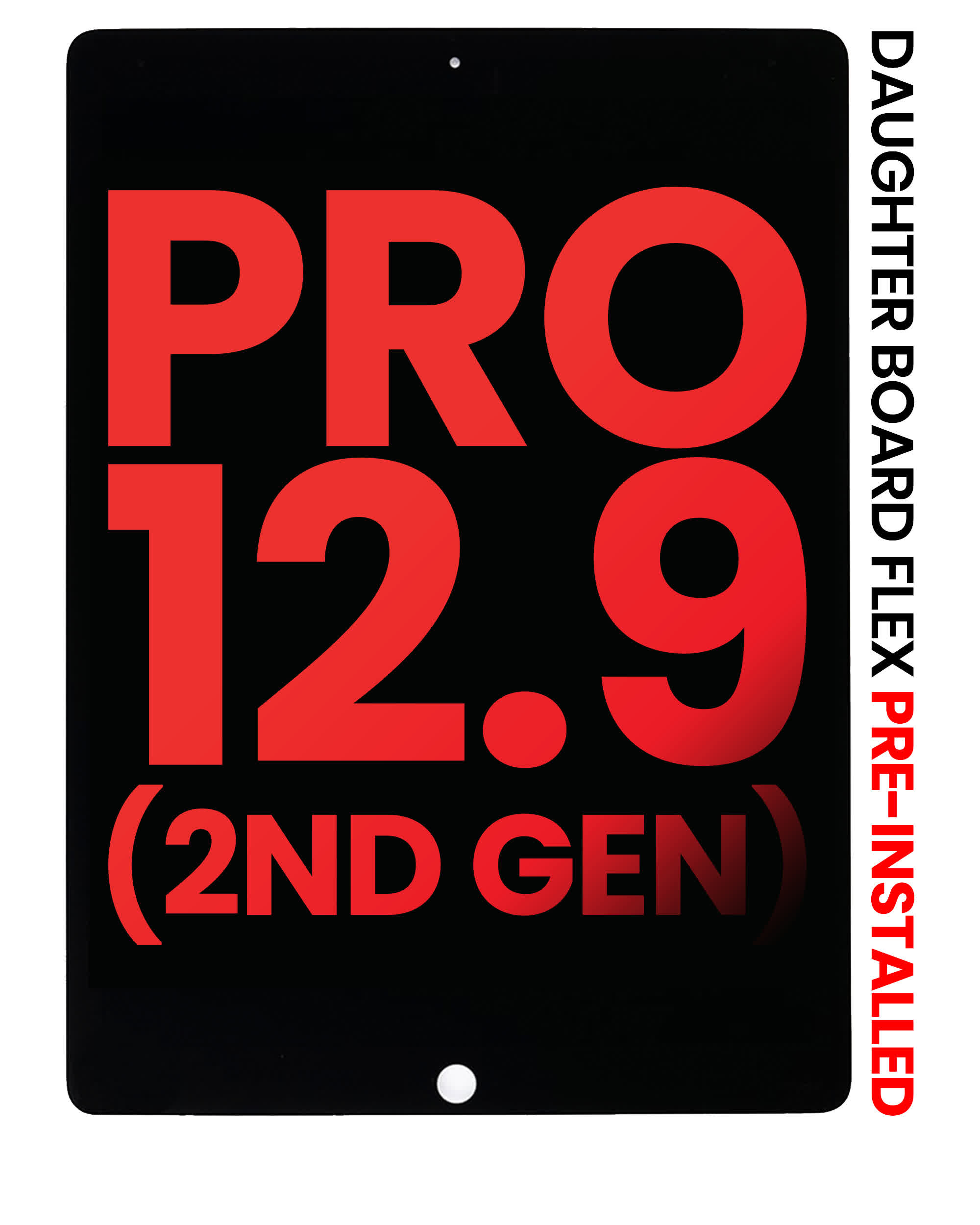 LCD Display mit Touchscreen-Digitizer & Daughter Platine Flex vormontiert für iPad Pro 12.9" 2nd Gen (2017) (Aftermarket Plus) (Black (Schwarz))