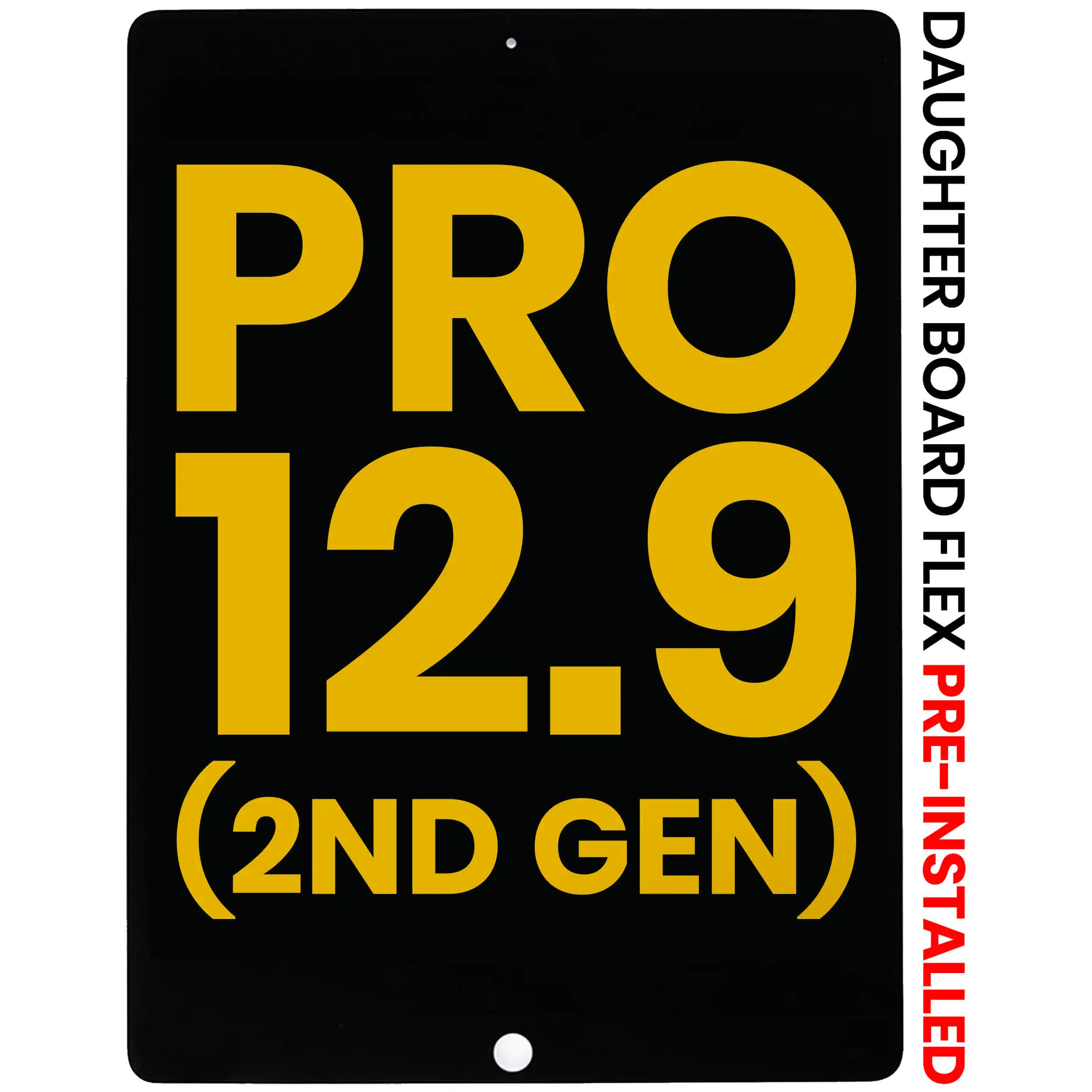 LCD Display mit Touchscreen-Digitizer & Daughter Platine Flex vormontiert für iPad Pro 12.9" 2nd Gen (2017) (professionell aufgearbeitet) (Black (Schwarz))