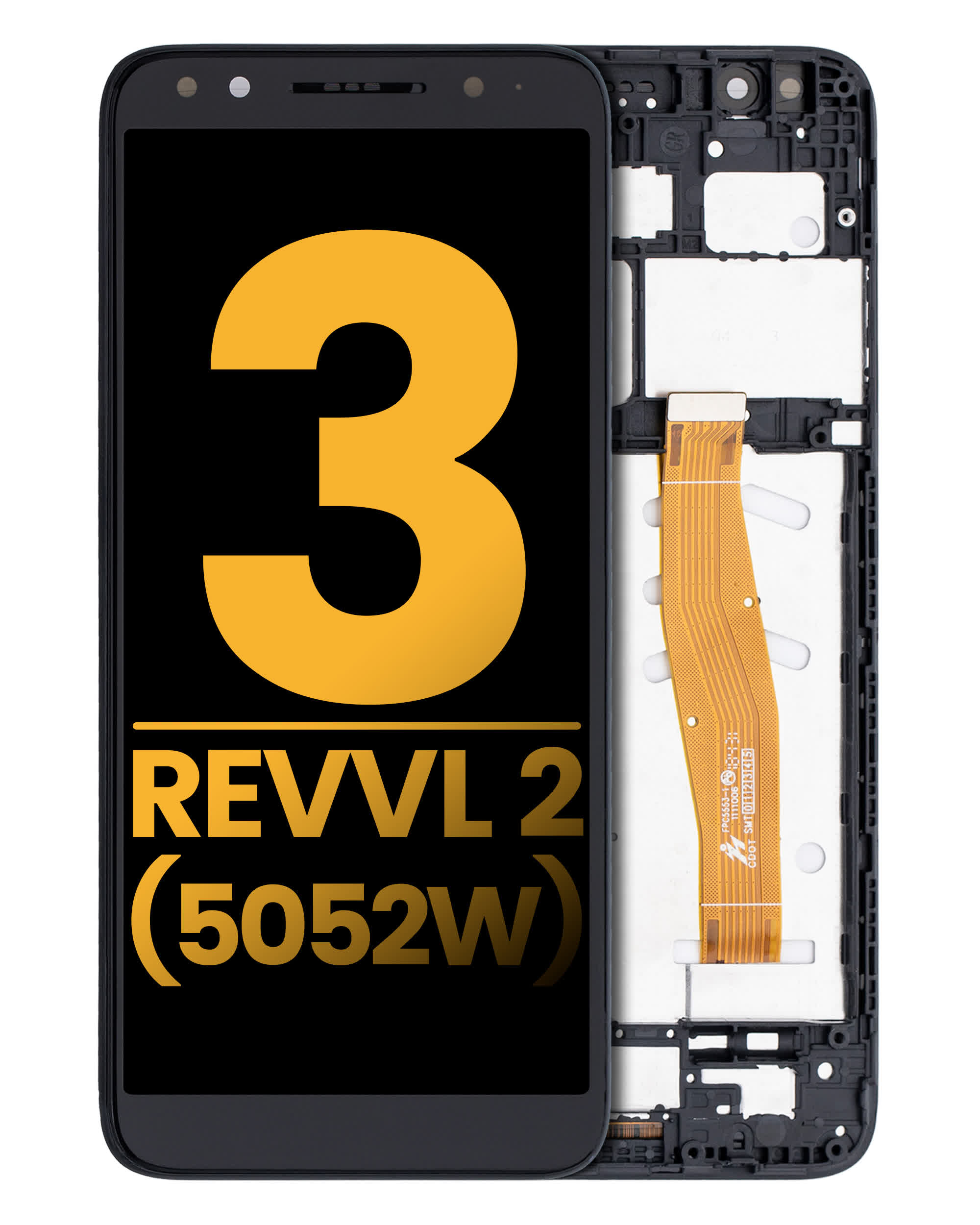 LCD Display mit Rahmen für T-Mobile Revvl 2 (5052W / 2019) (professionell aufgearbeitet) (Black (Schwarz))
