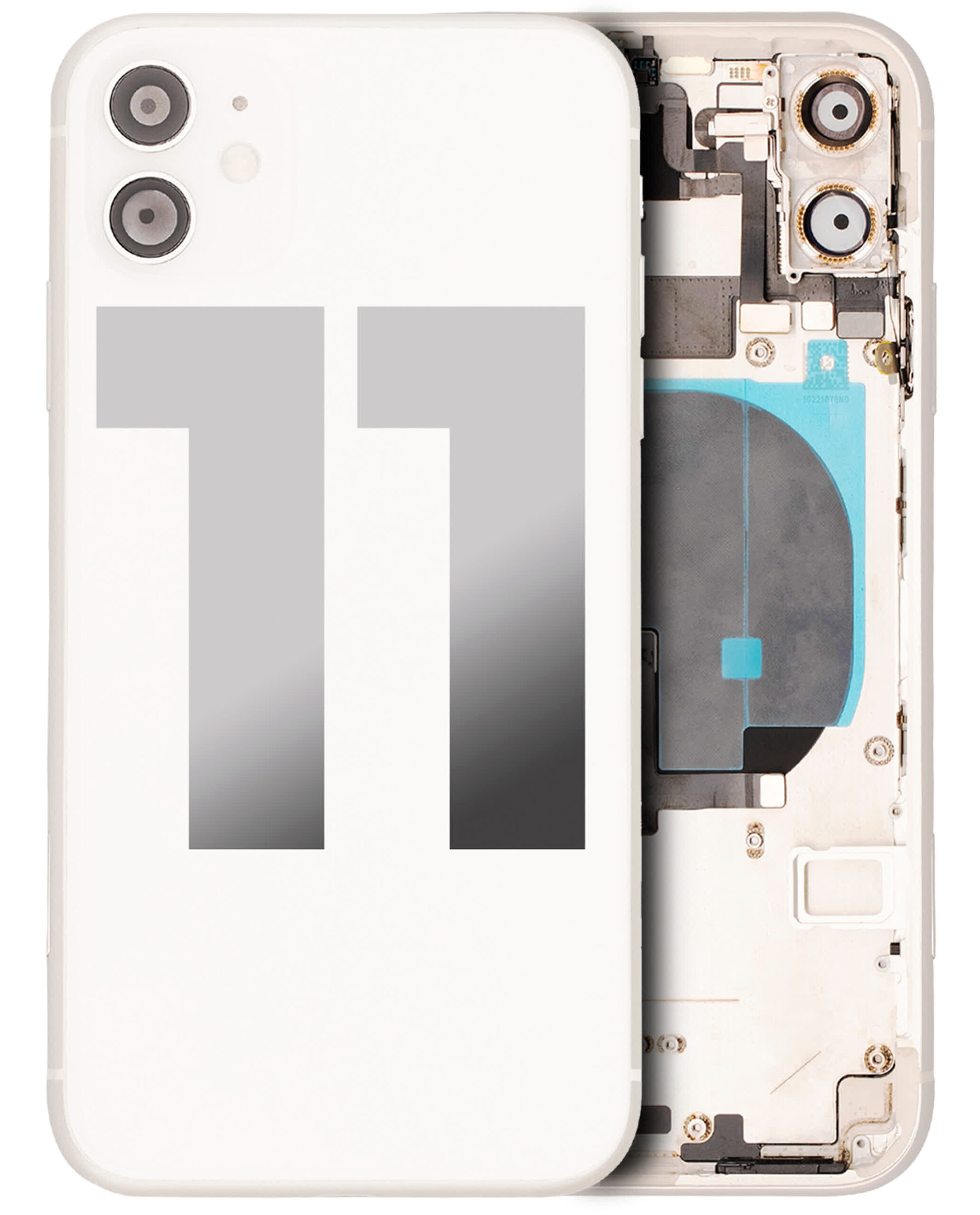 Rückgehäuse mit Kleinteilen vormontiert für iPhone 11 (ausgebautes Originalteil: Grade B) (White (Weiß))
