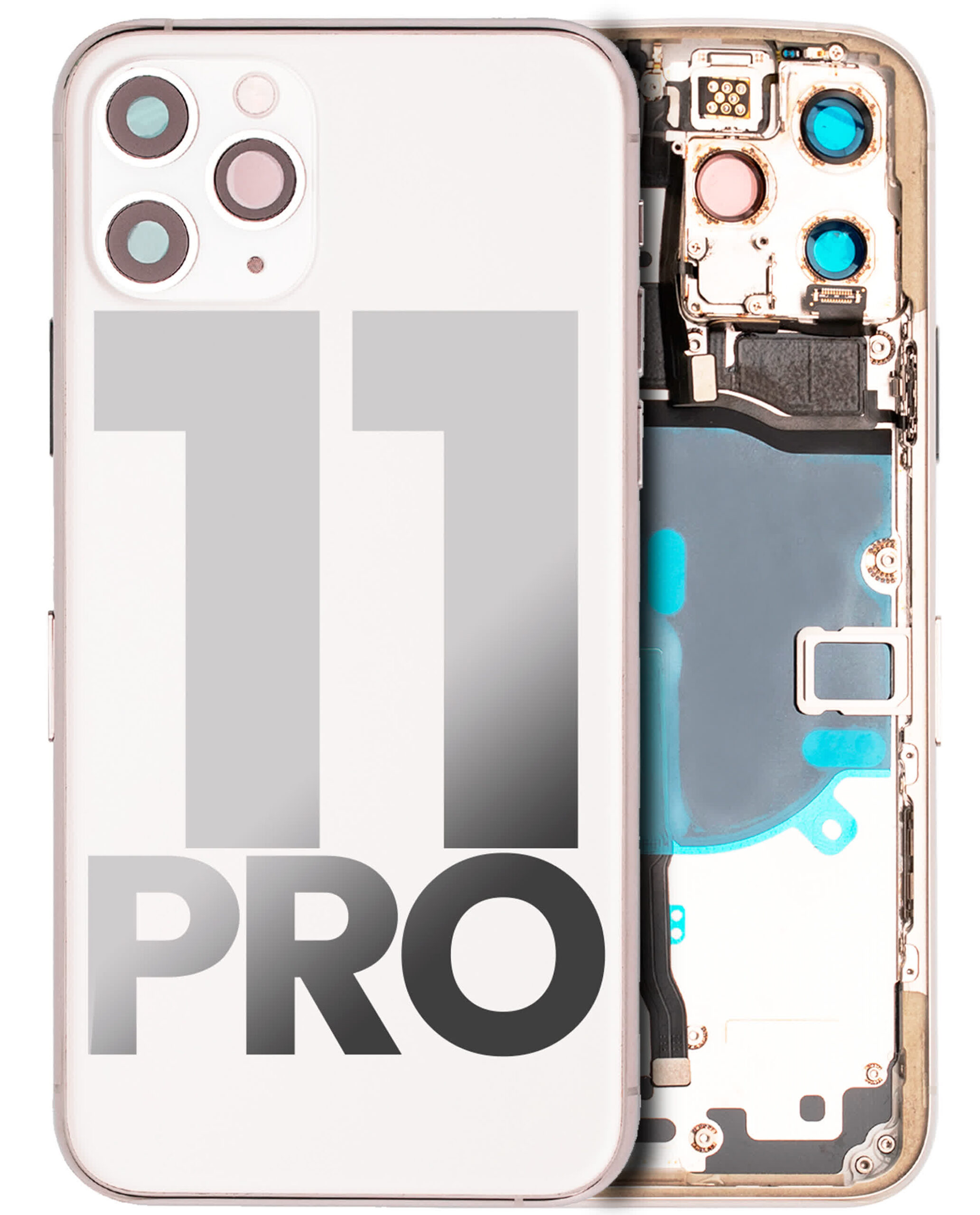 Rückgehäuse mit Kleinteilen vormontiert für iPhone 11 Pro (ausgebautes Originalteil: Grade B) (Silver (Silber))