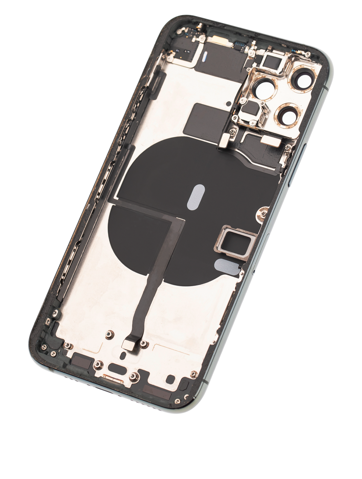 Rückgehäuse mit Kleinteilen vormontiert für iPhone 11 Pro (ausgebautes Originalteil: Grade C) (Matte Midnight Green) – Bild 3
