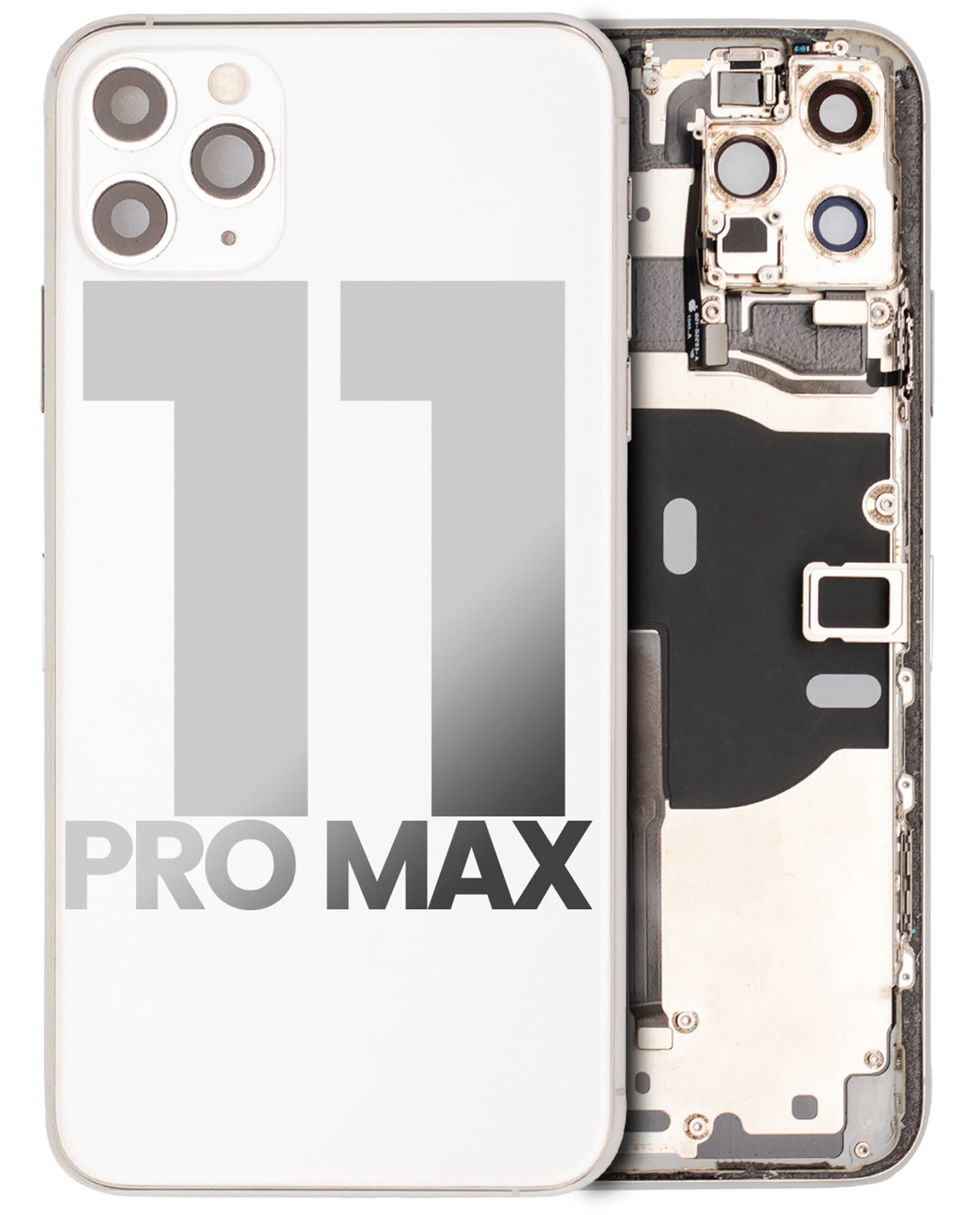 Rückgehäuse mit Kleinteilen vormontiert für iPhone 11 Pro Max (ausgebautes Originalteil: Grade B) (Silver (Silber))