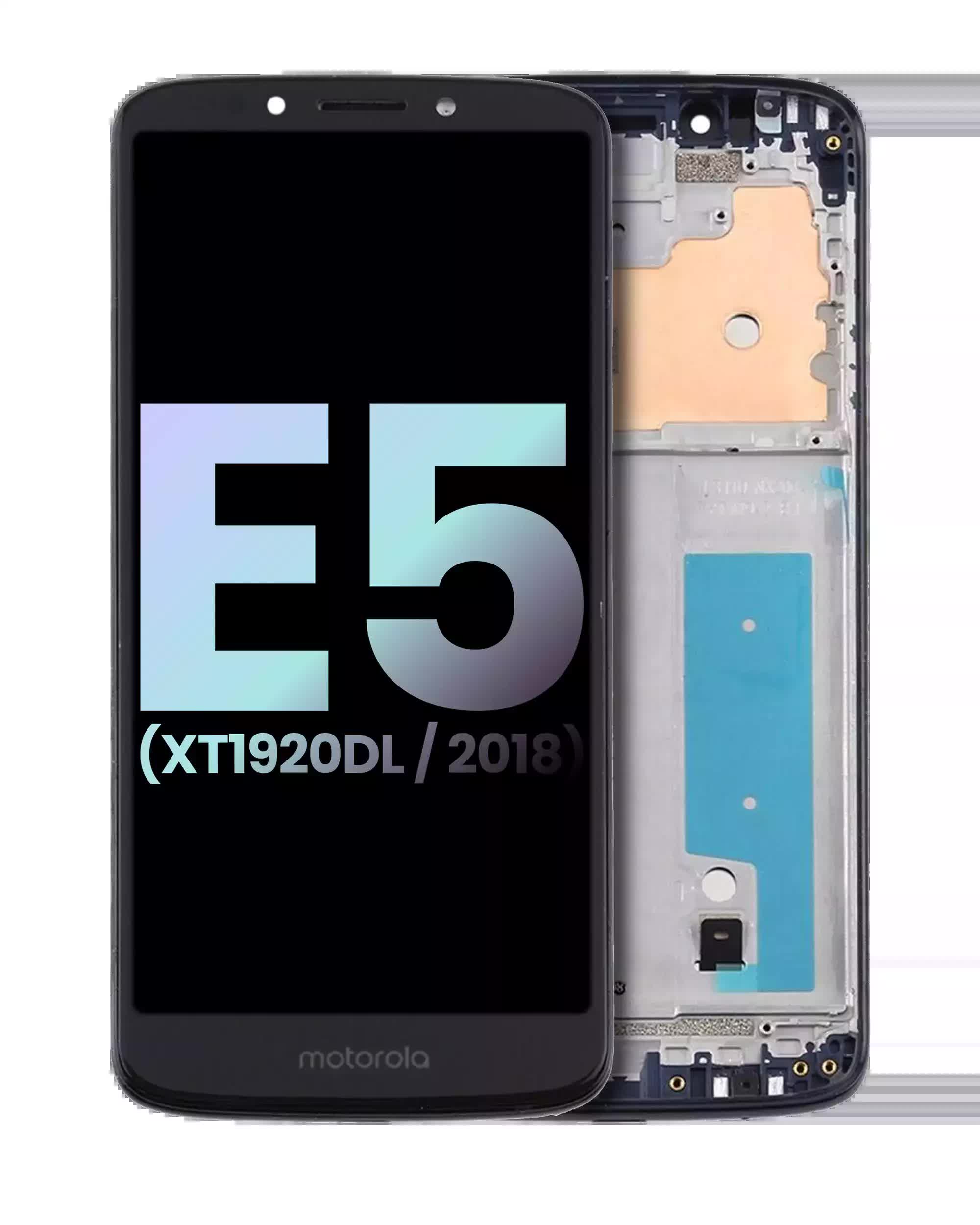 LCD Display mit Rahmen für Motorola Moto E5 (XT1920DL / 2018) (Original) (Flash Gray)