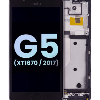LCD Display mit Rahmen für Motorola Moto G5 (XT1670 / 2017) (Original) (Black (Schwarz))
