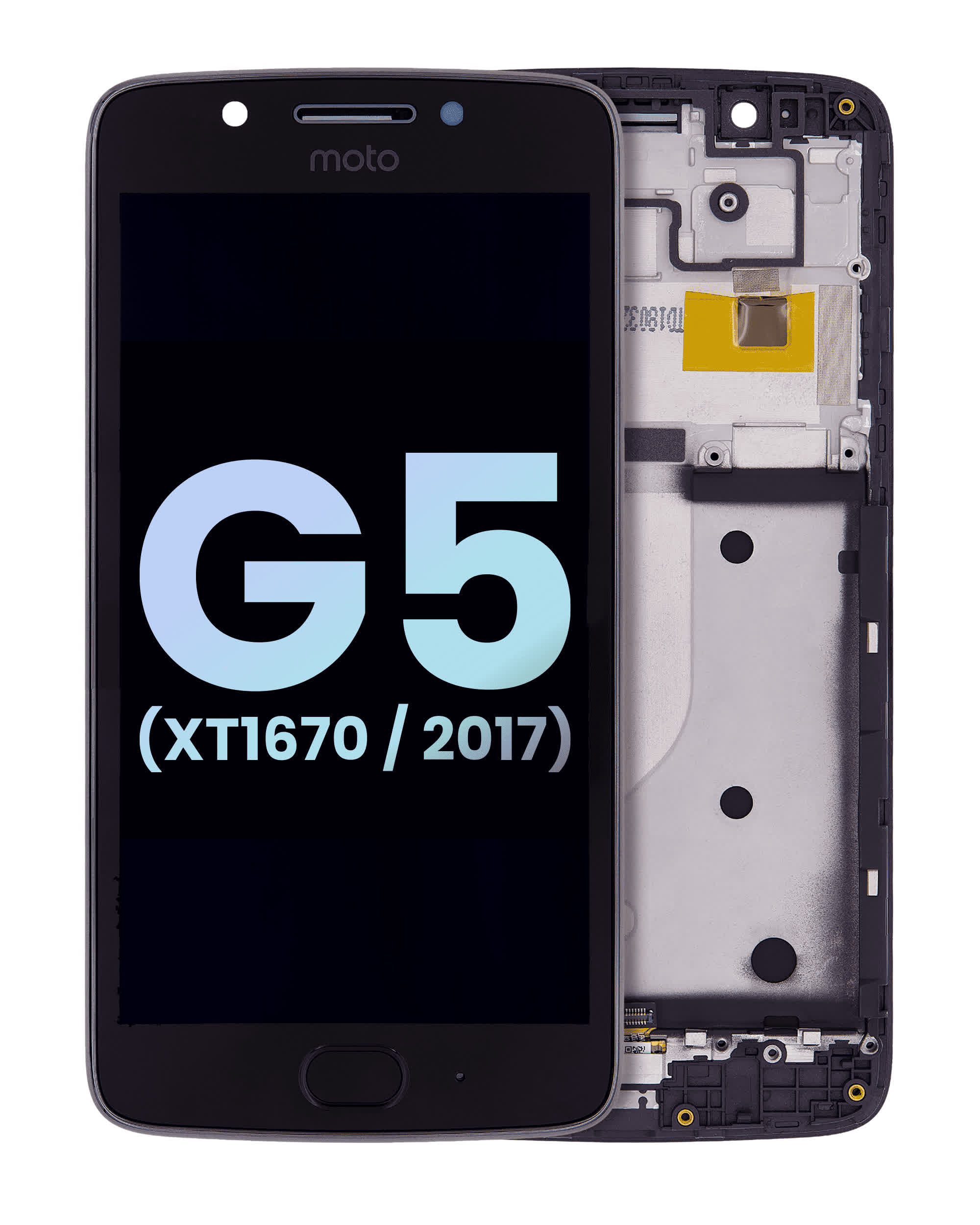 LCD Display mit Rahmen für Motorola Moto G5 (XT1670 / 2017) (Original) (Black (Schwarz))