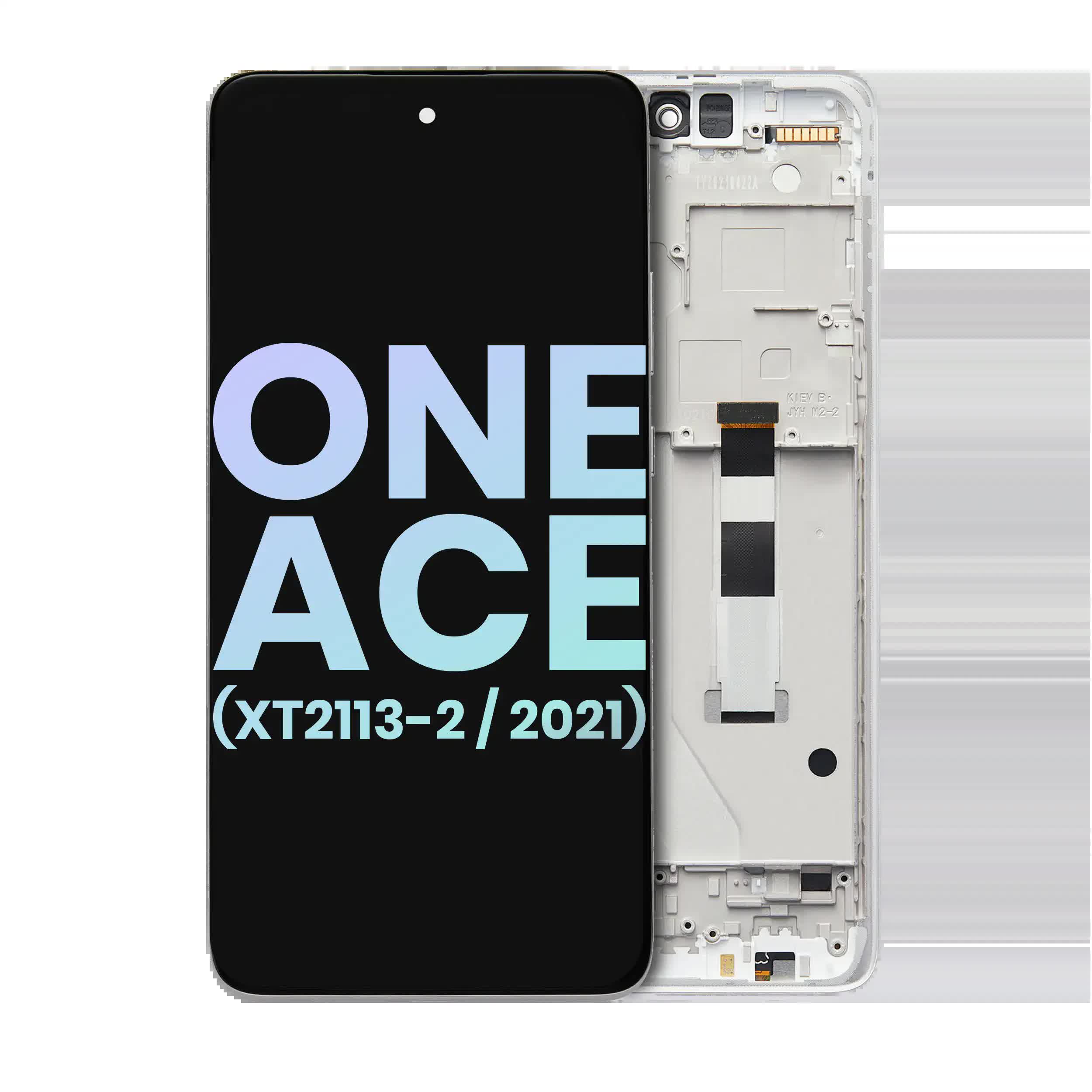 LCD Display mit Rahmen für Motorola One 5G Ace (XT2113-2 / 2021) (Original) (Frosted Silver)