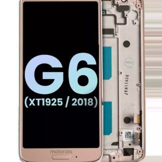 LCD Display mit Rahmen für Motorola Moto G6 (XT1925 / 2018) (Original) (Oyster Blush)