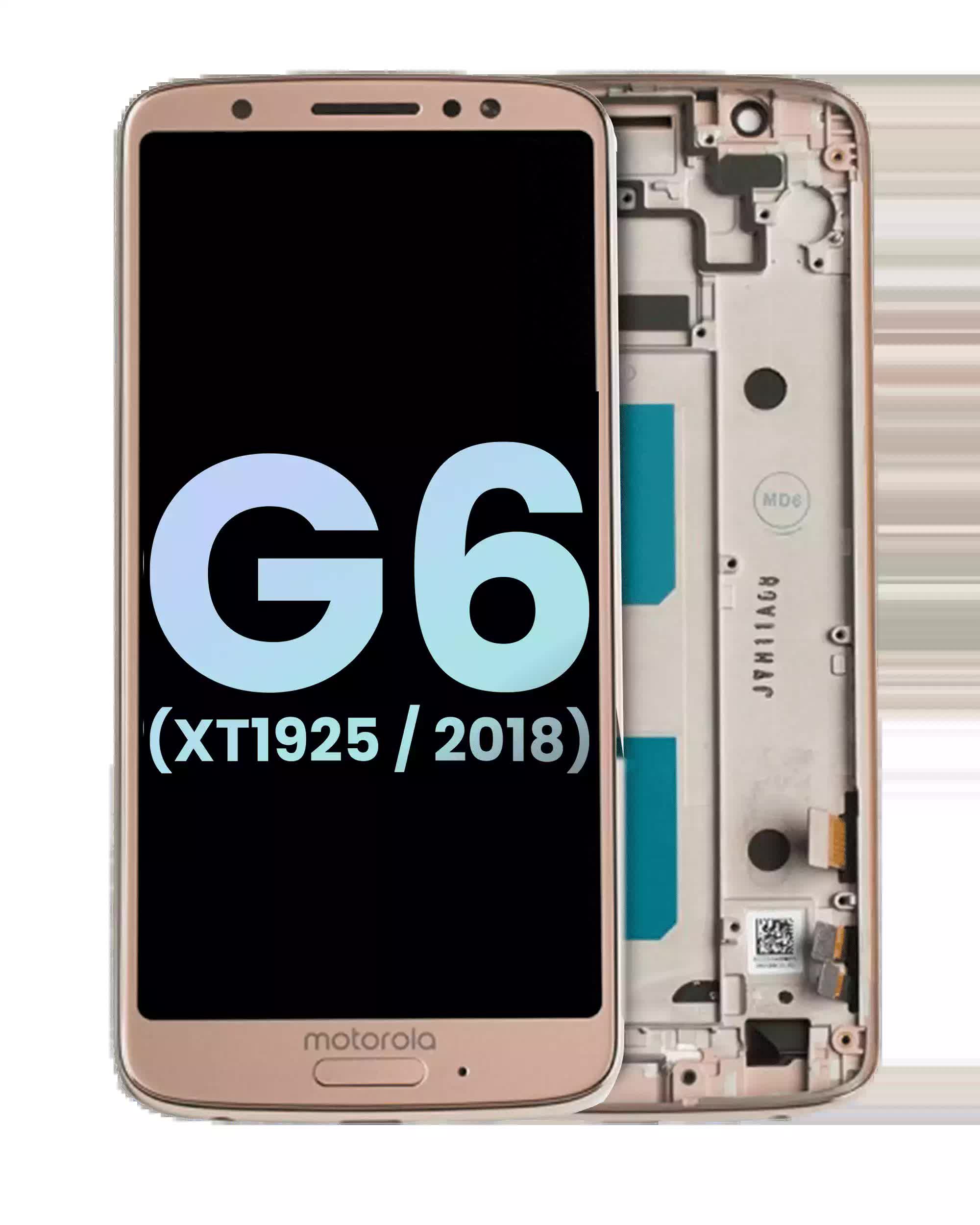 LCD Display mit Rahmen für Motorola Moto G6 (XT1925 / 2018) (Original) (Oyster Blush)