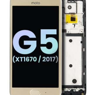 LCD Display mit Rahmen für Motorola Moto G5 (XT1670 / 2017) (Original) (Gold)