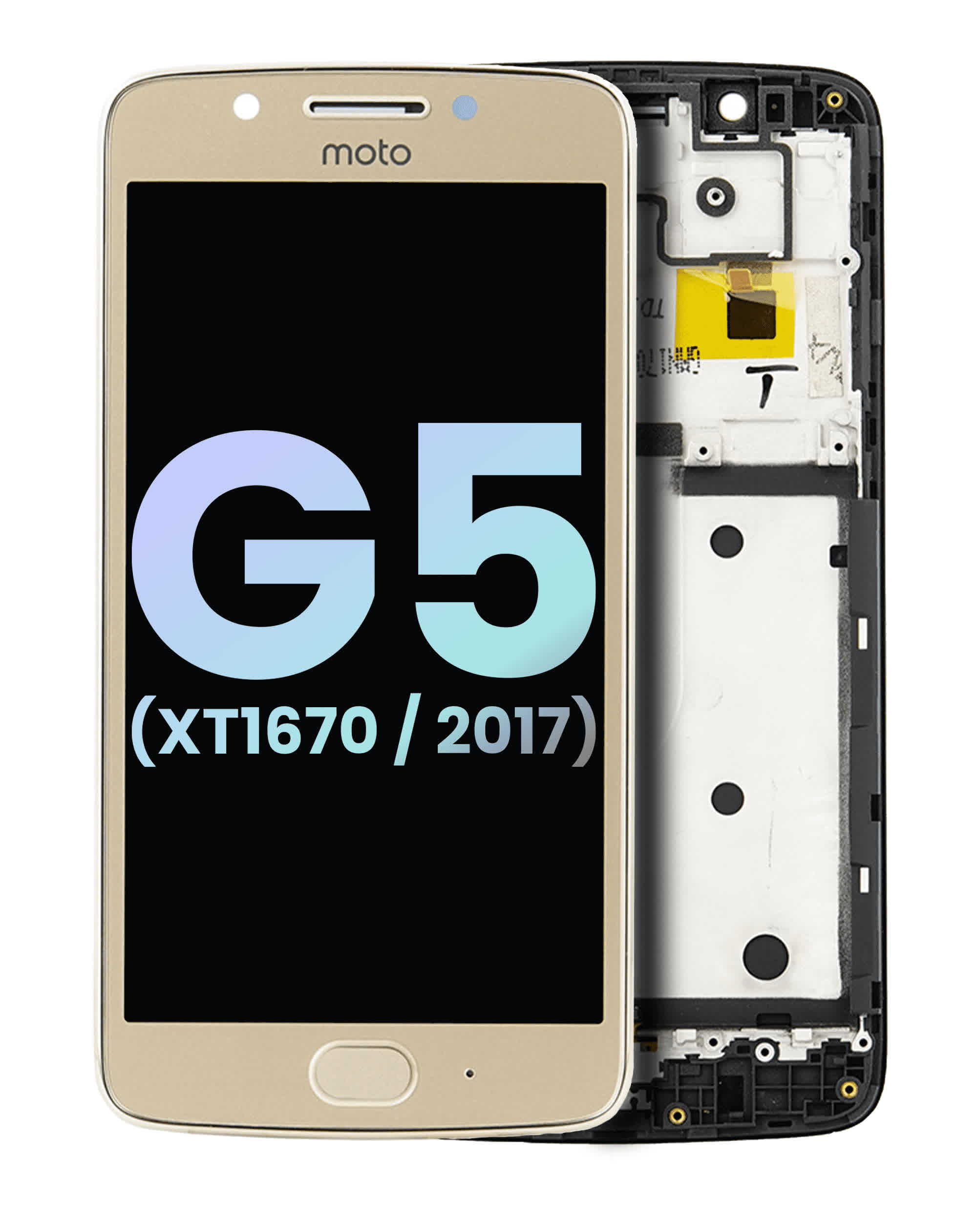 LCD Display mit Rahmen für Motorola Moto G5 (XT1670 / 2017) (Original) (Gold)
