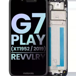 LCD Display mit Rahmen für Motorola Moto G7 Play (XT1952 / 2019) / T-Mobile Revvlry (Original) (Starry Black)