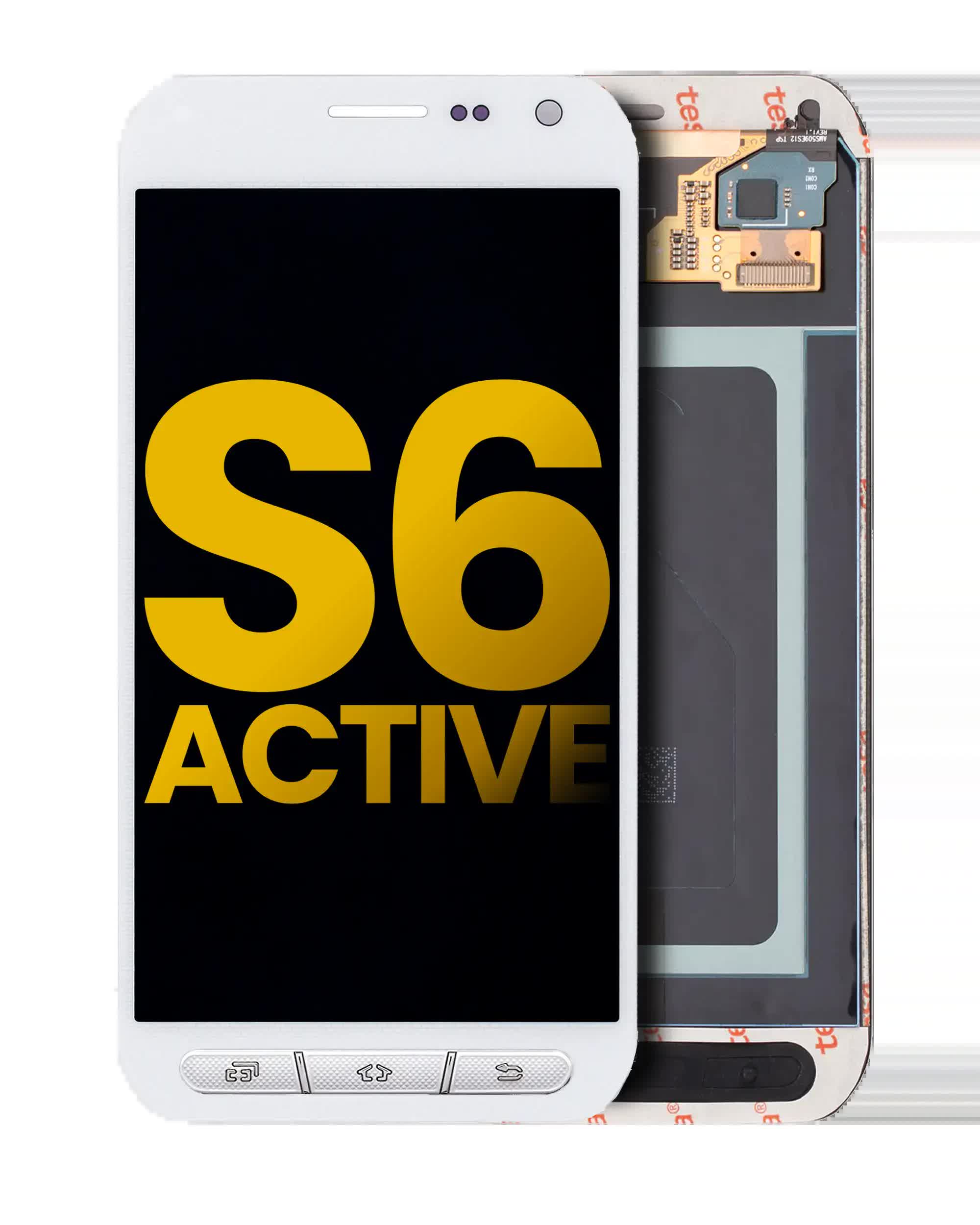 OLED Display ohne Rahmen für Samsung Galaxy S6 Active (professionell aufgearbeitet) (White (Weiß))