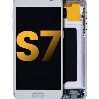 OLED Display mit Rahmen für Samsung Galaxy S7 (professionell aufgearbeitet) (All US Models) (Silver Titanium)