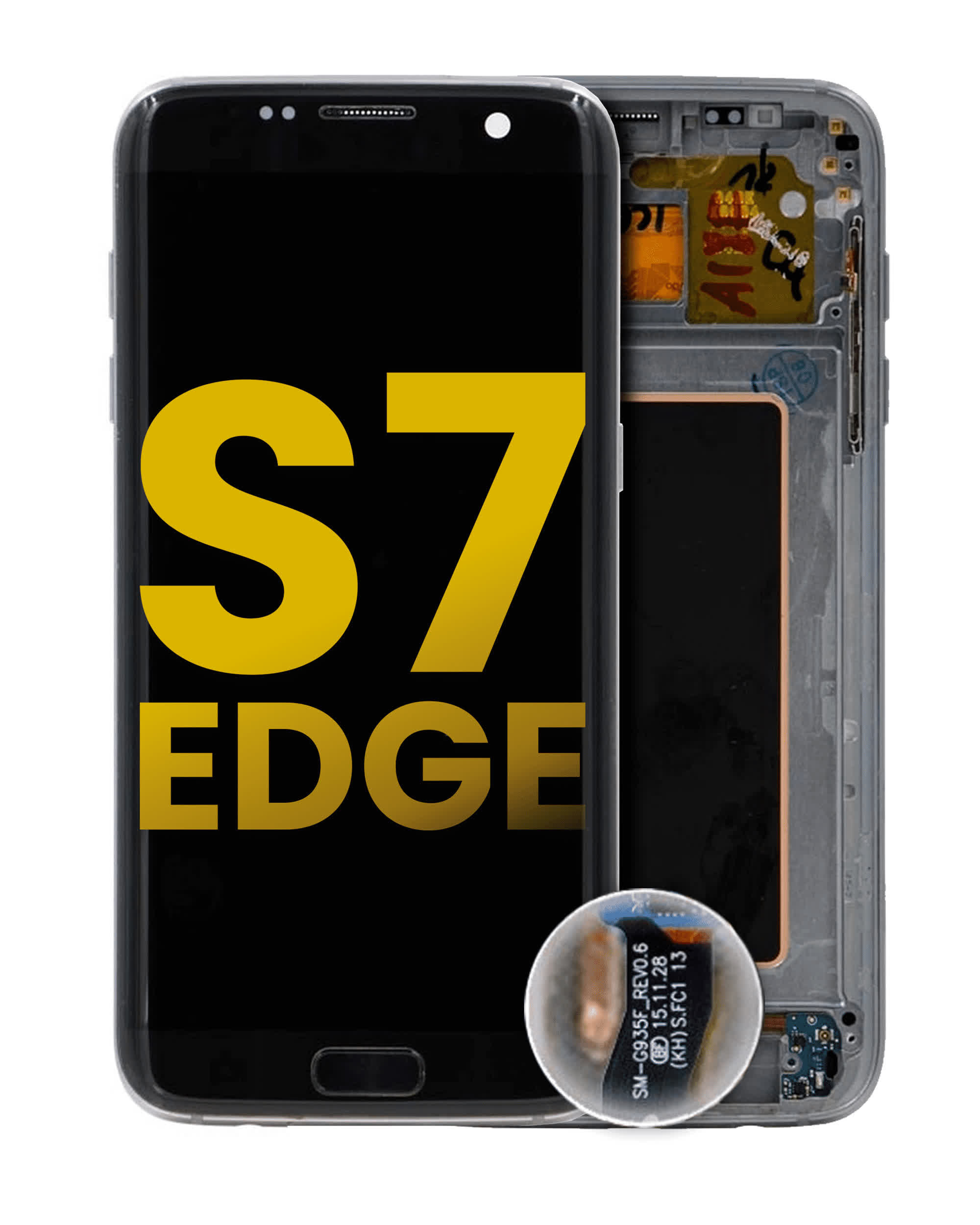 OLED Display mit Rahmen für Samsung Galaxy S7 Edge (International / G935F) (professionell aufgearbeitet) (Black Onyx)