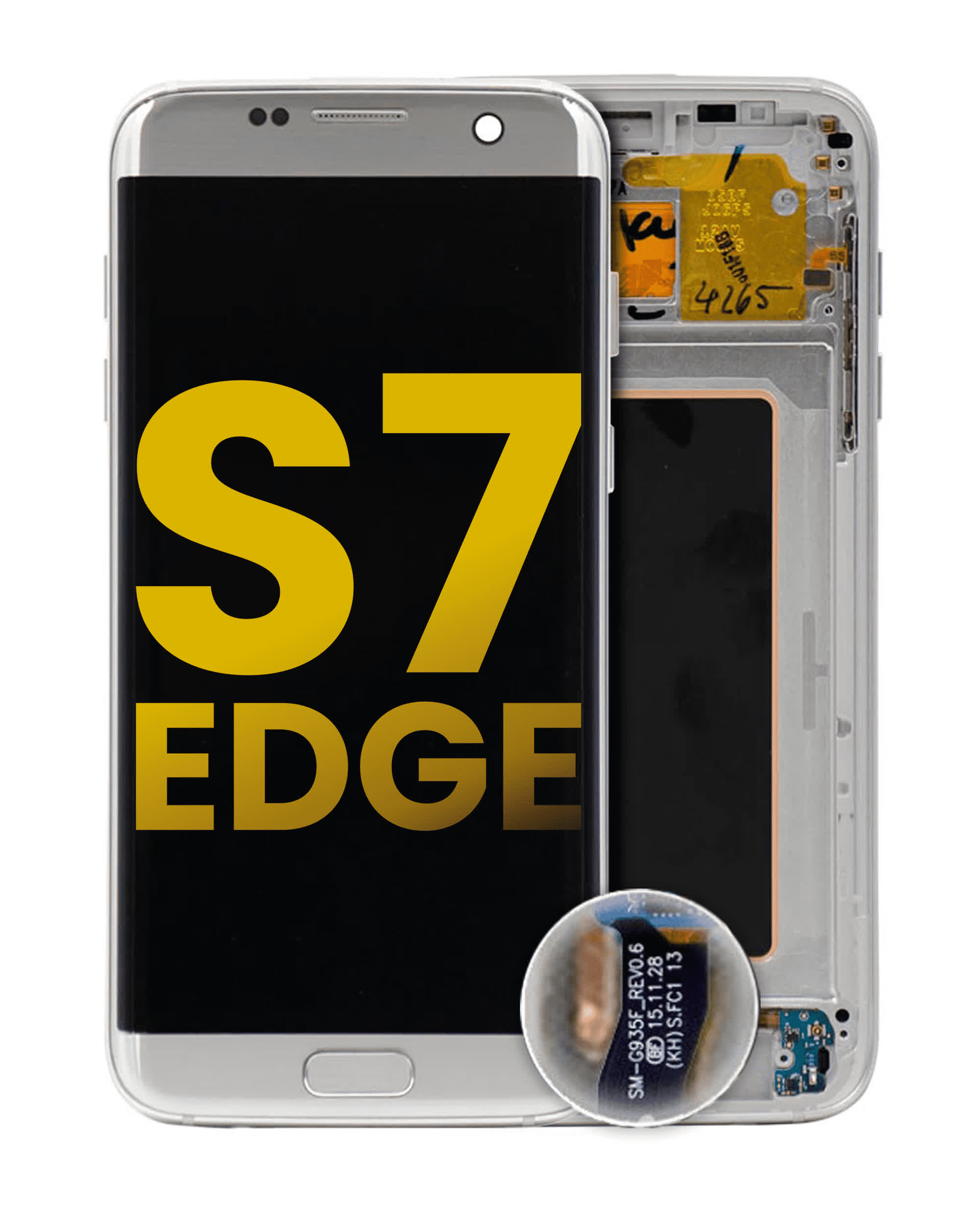 OLED Display mit Rahmen für Samsung Galaxy S7 Edge (International / G935F) (professionell aufgearbeitet) (Silver (Silber))
