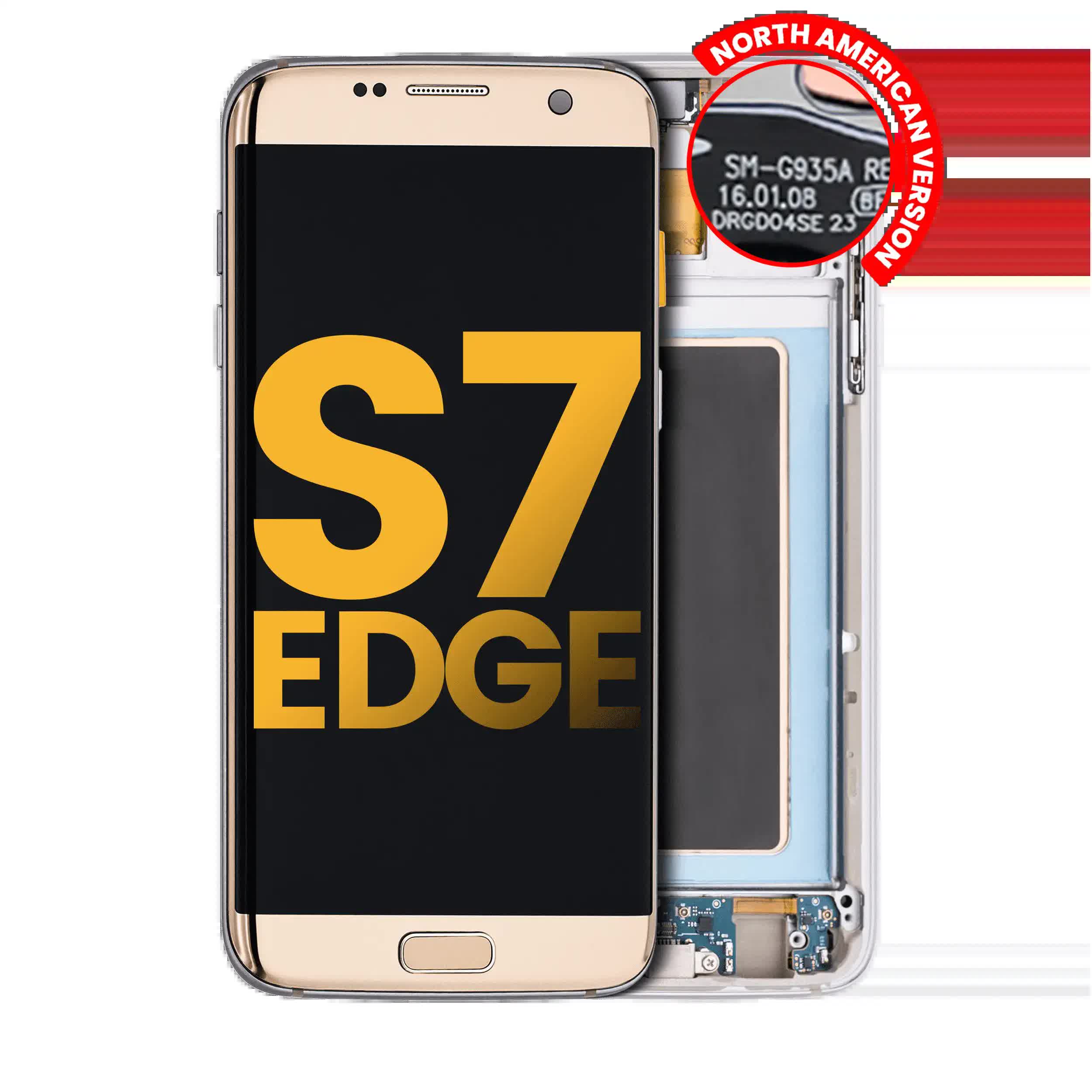 OLED Display mit Rahmen für Samsung Galaxy S7 Edge G935A (North American Version) (professionell aufgearbeitet) (Gold Platinum)