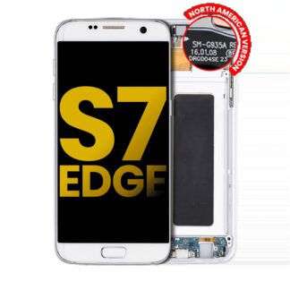OLED Display mit Rahmen für Samsung Galaxy S7 Edge G935A (North American Version) (professionell aufgearbeitet) (White Pearl)