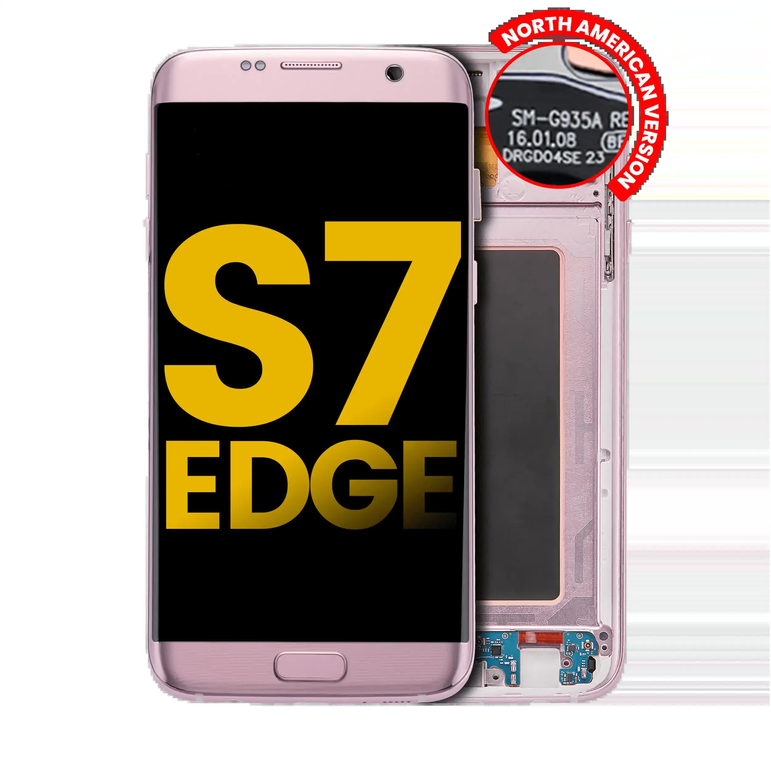 OLED Display mit Rahmen für Samsung Galaxy S7 Edge G935A (North American Version) (professionell aufgearbeitet) (Rose Gold)