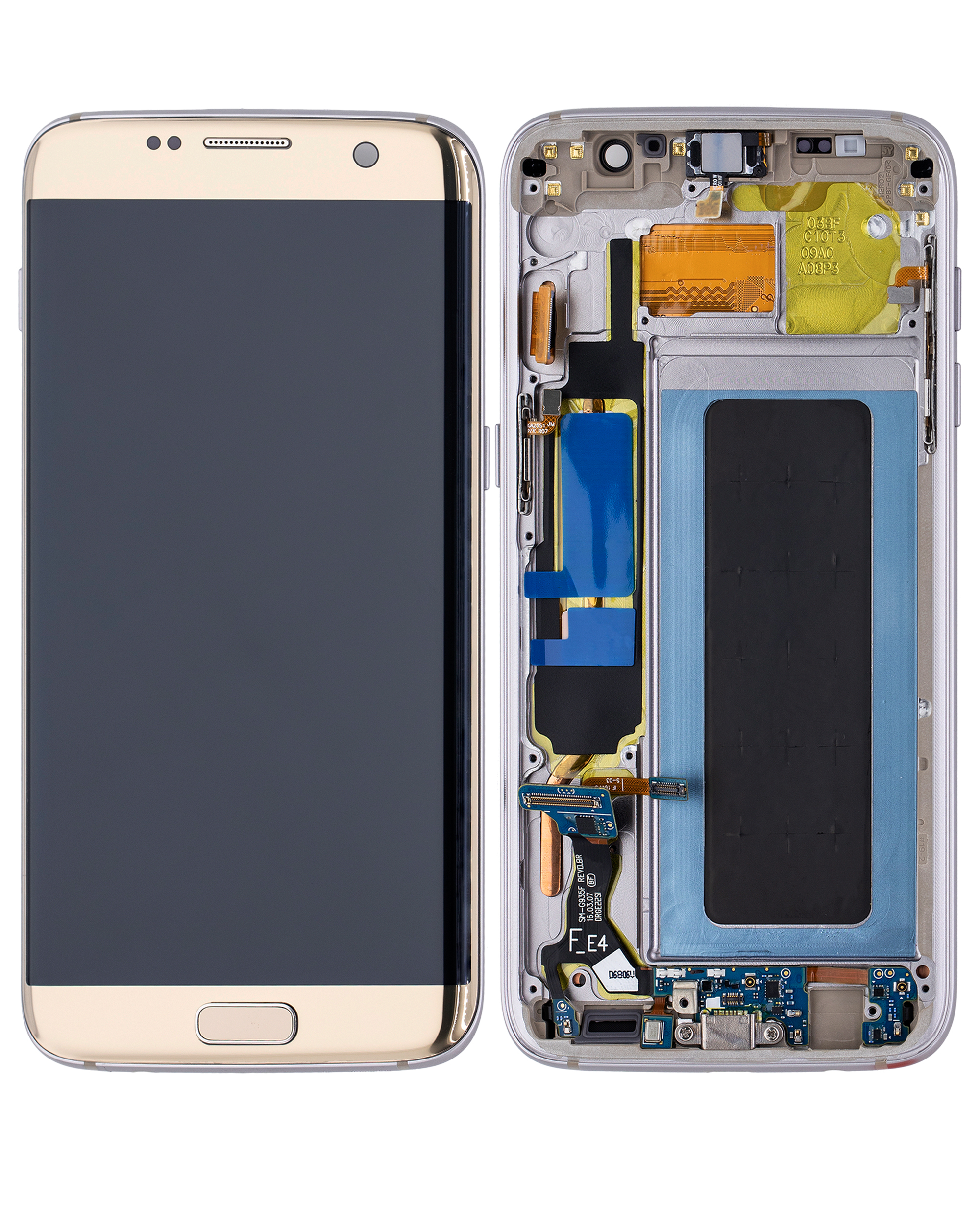 OLED Display mit Rahmen für Samsung Galaxy S7 Edge (International / G935F) (professionell aufgearbeitet) (Gold Platinum) – Bild 2