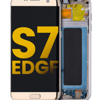 OLED Display mit Rahmen für Samsung Galaxy S7 Edge (International / G935F) (professionell aufgearbeitet) (Gold Platinum)