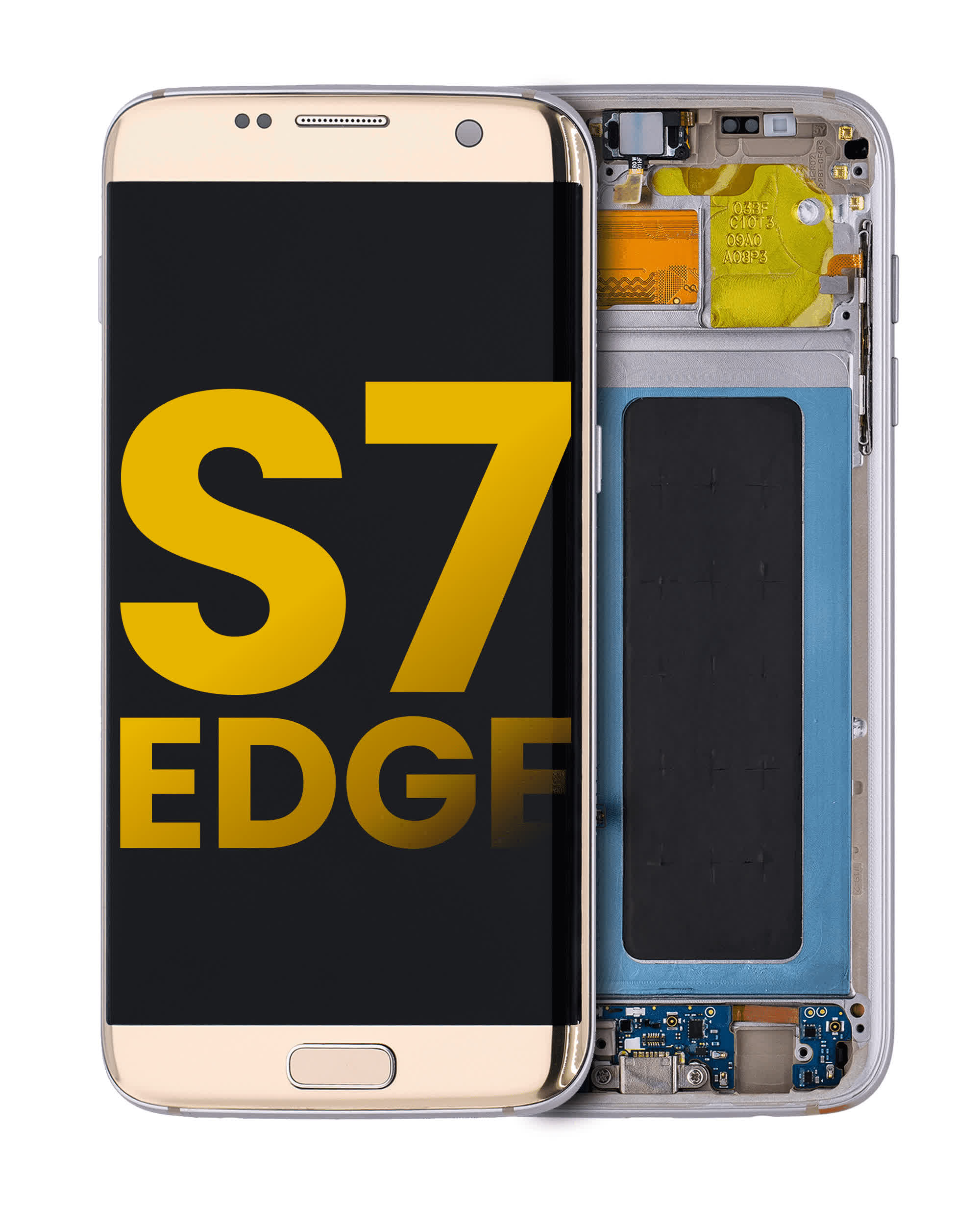 OLED Display mit Rahmen für Samsung Galaxy S7 Edge (International / G935F) (professionell aufgearbeitet) (Gold Platinum)