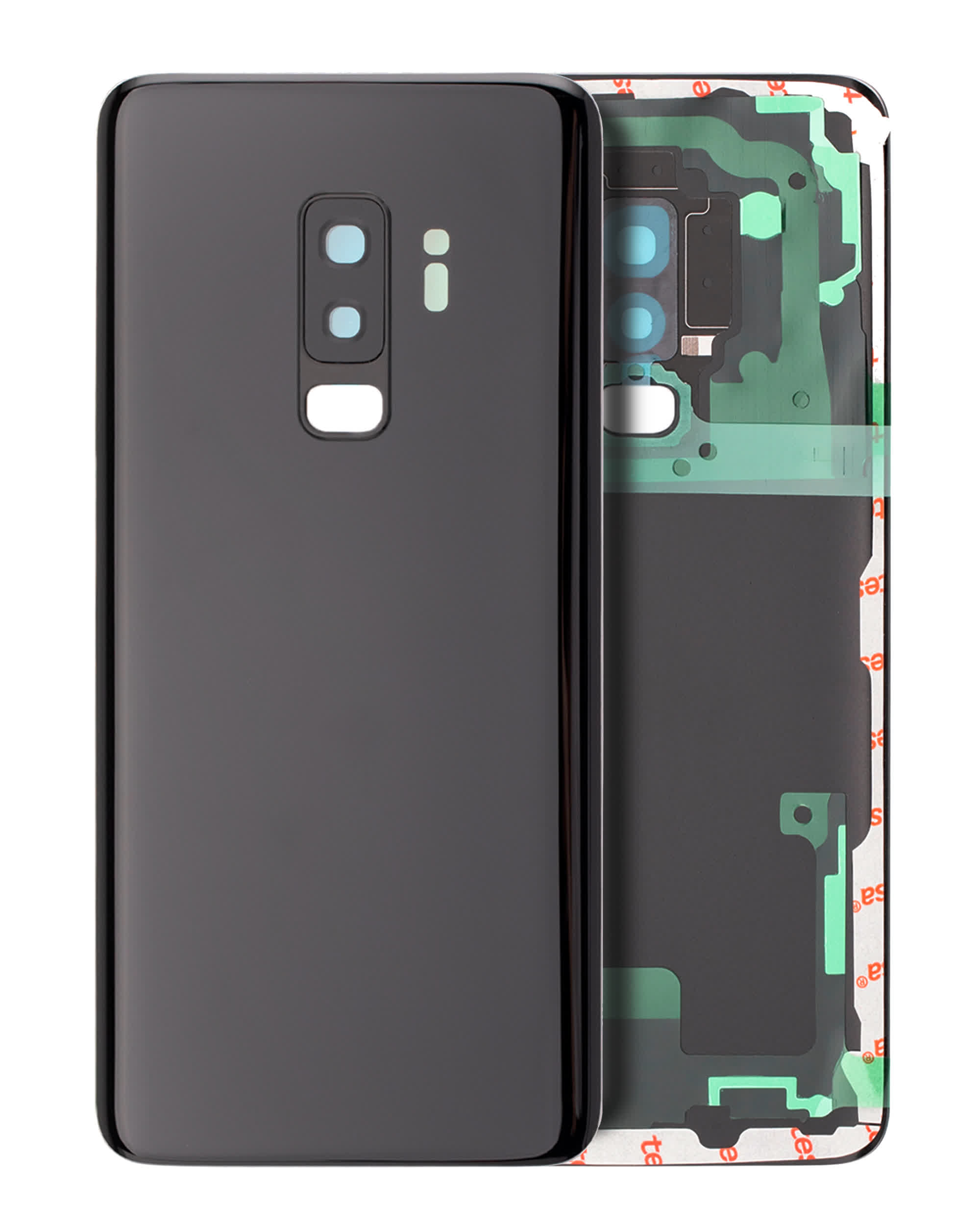 Rückdeckelglas mit Kameraglas für Samsung Galaxy S9 Plus (Service Pack) (Midnight Black (Schwarz))