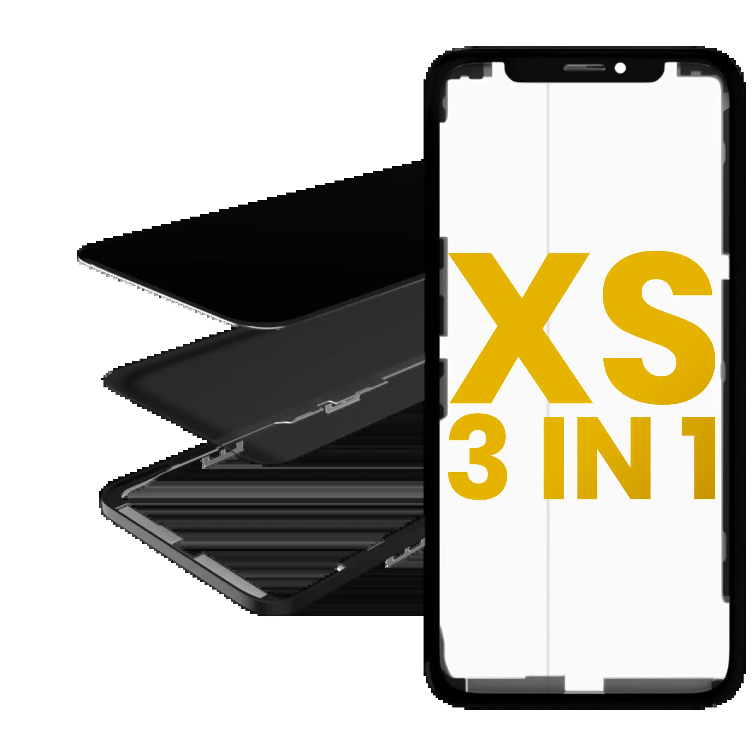 3 in 1 (Glas mit OCA vormontiert + Rahmen) für iPhone XS (OCA Master)