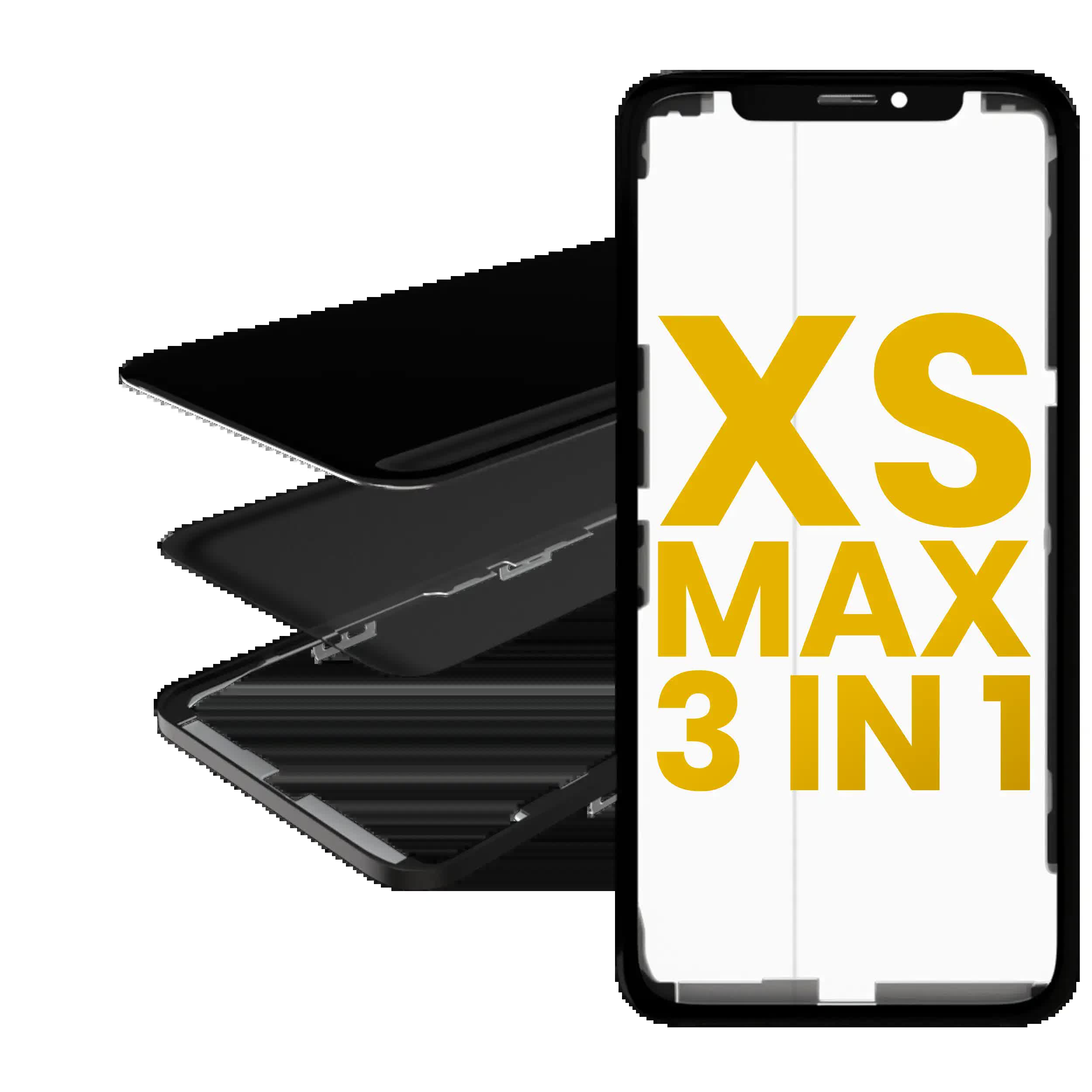 3 in 1 (Glas mit OCA vormontiert + Rahmen) für iPhone XS Max (OCA Master)