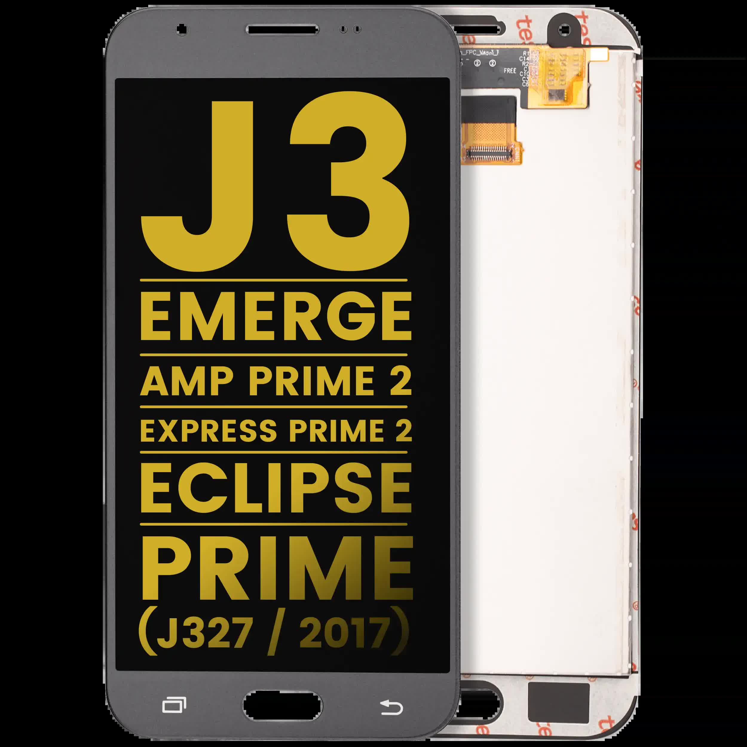 LCD Display ohne Rahmen für Samsung Galaxy J3 / Emerge / Amp Prime 2 / Express Prime 2 / Eclipse / Prime (J327 / 2017) (professionell aufgearbeitet) (Silver / Gray