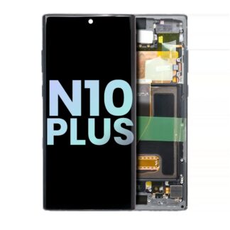 OLED Display mit Rahmen für Samsung Galaxy Note 10 Plus / 5G (Service Pack) (Aura Black)