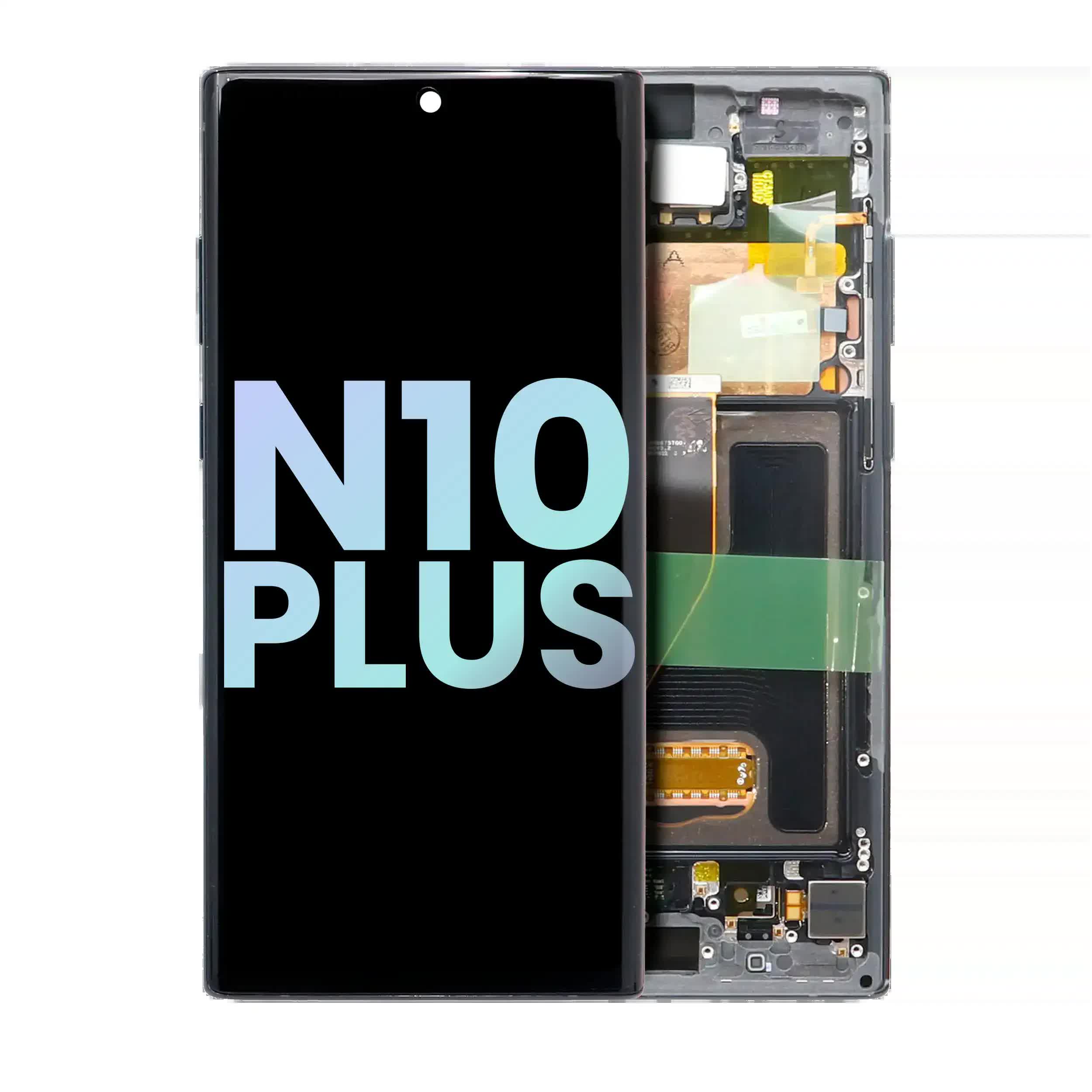 OLED Display mit Rahmen für Samsung Galaxy Note 10 Plus / 5G (Service Pack) (Aura Black)