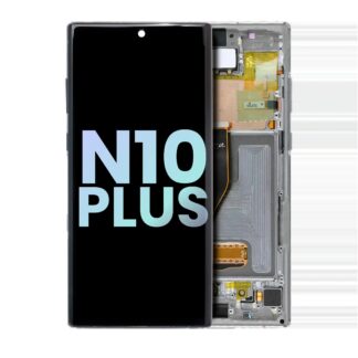 OLED Display mit Rahmen für Samsung Galaxy Note 10 Plus / 5G (Service Pack) (Aura Glow / Silver)