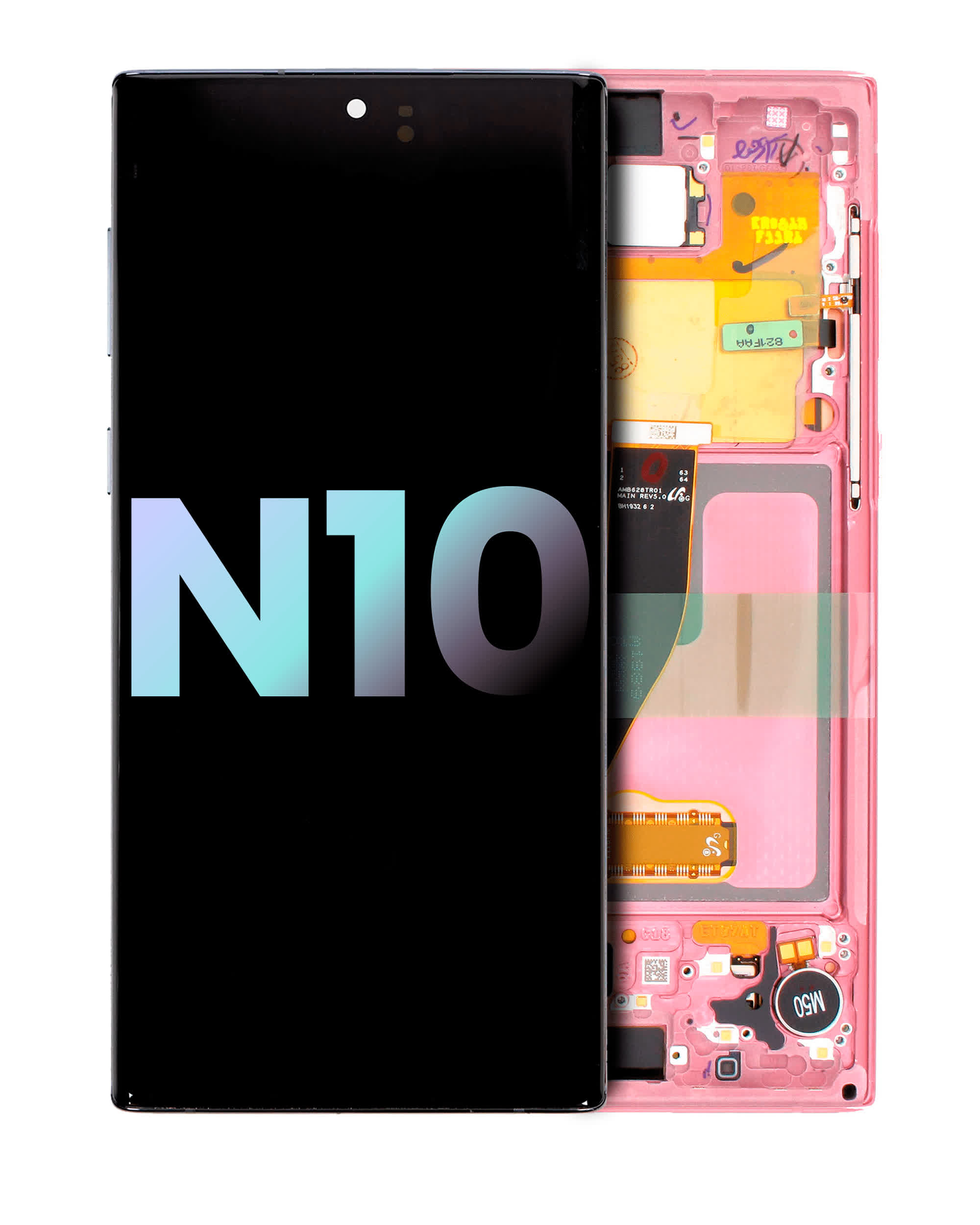 OLED Display mit Rahmen für Samsung Galaxy Note 10 (Service Pack) (Aura Pink)