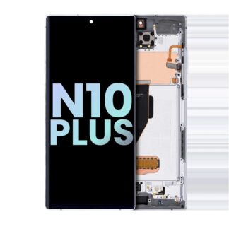 OLED Display mit Rahmen für Samsung Galaxy Note 10 Plus / 5G (Service Pack) (Aura White)