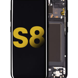 OLED Display mit Rahmen für Samsung Galaxy S8 (professionell aufgearbeitet) (Midnight Black (Schwarz))