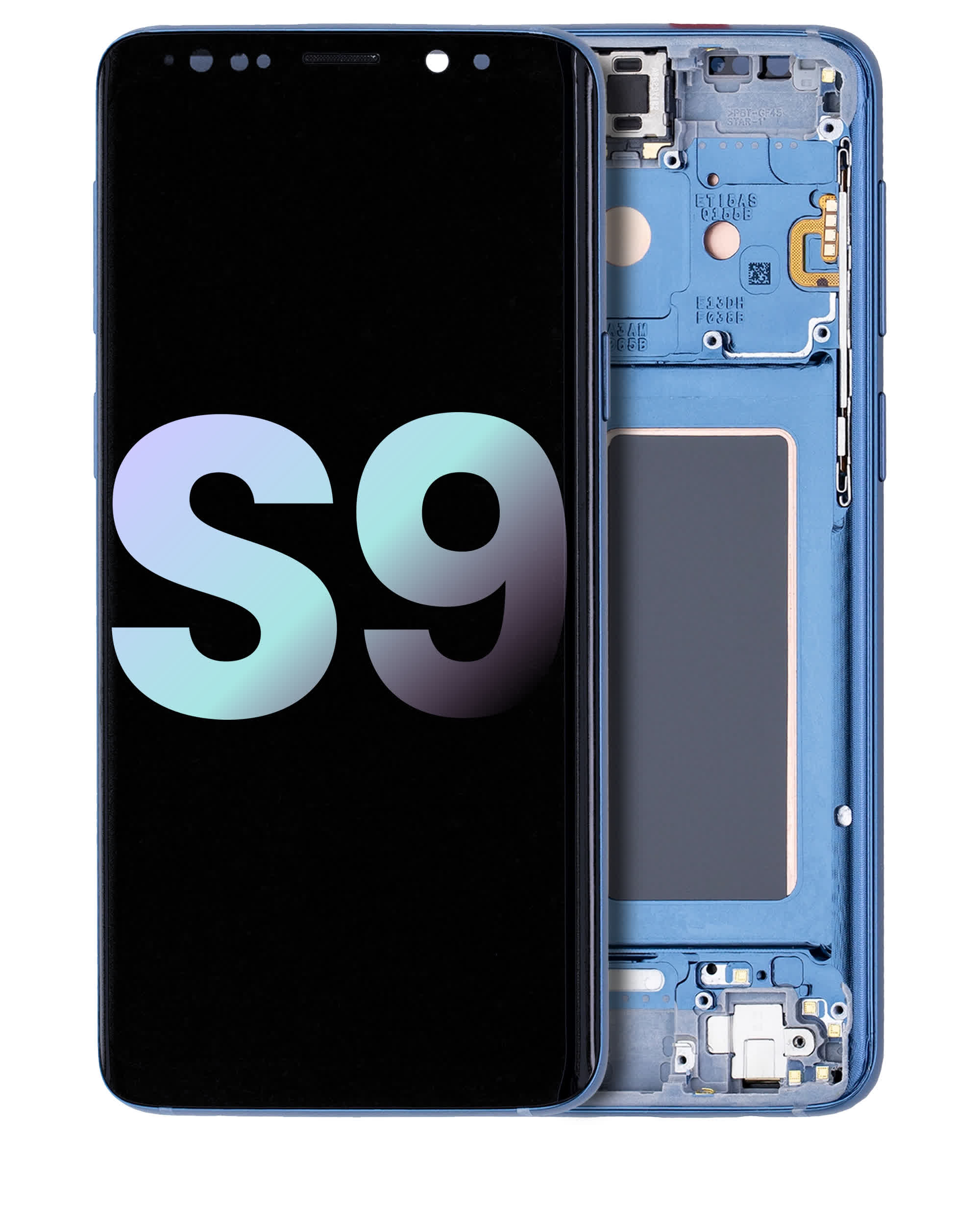 OLED Display mit Rahmen für Samsung Galaxy S9 (Service Pack) (Coral Blue (Blau))