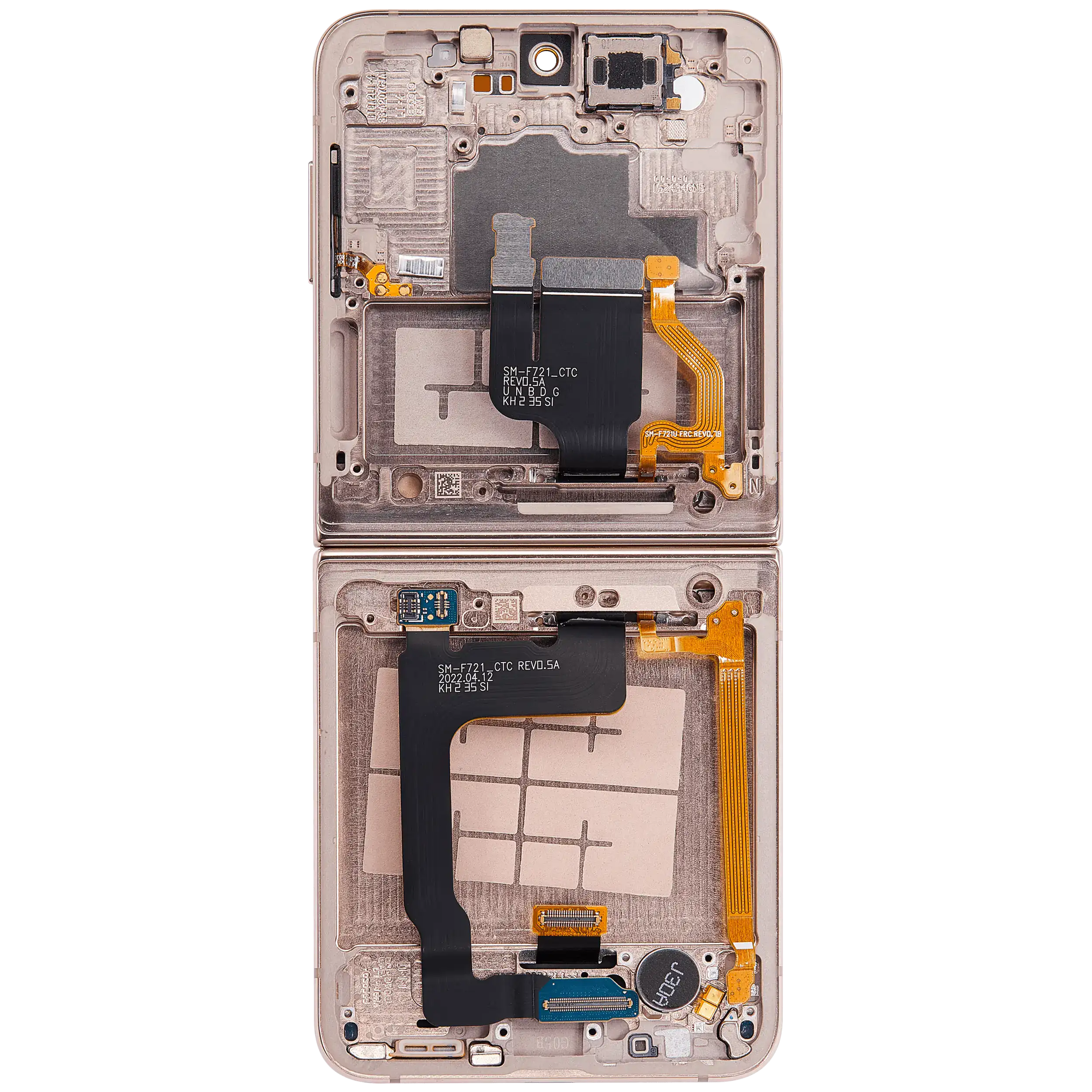 Inner OLED Display mit Rahmen für Samsung Galaxy Z Flip 4 5G (US & International Version) (professionell aufgearbeitet) (Pink Gold) – Bild 4