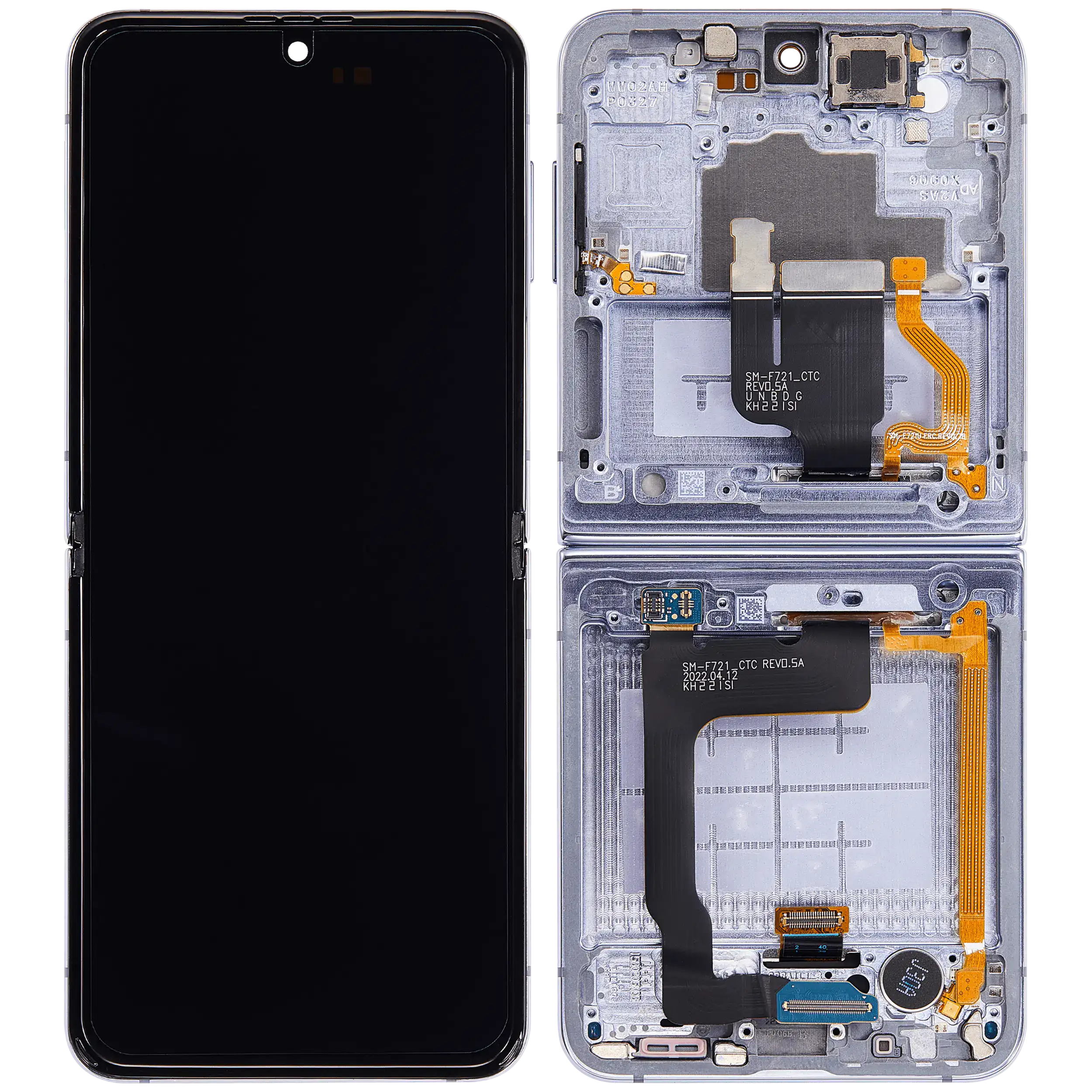 Inner OLED Display mit Rahmen für Samsung Galaxy Z Flip 4 5G (US & International Version) (professionell aufgearbeitet) (Blue (Blau)) – Bild 2