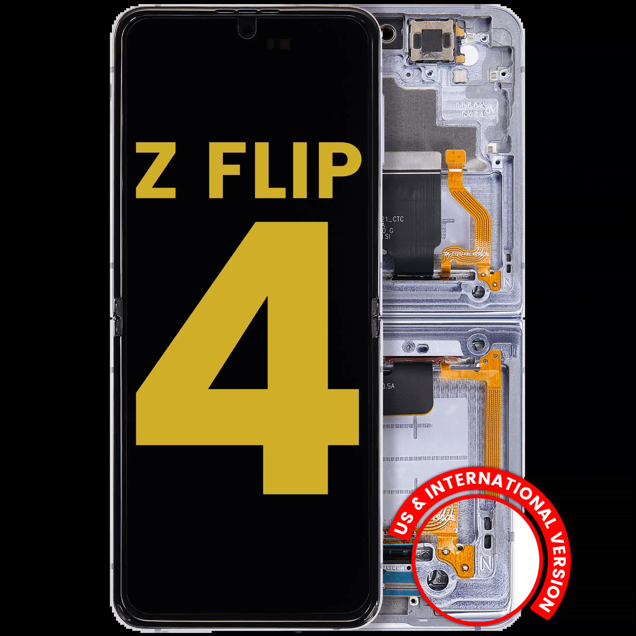 Inner OLED Display mit Rahmen für Samsung Galaxy Z Flip 4 5G (US & International Version) (professionell aufgearbeitet) (Blue (Blau))