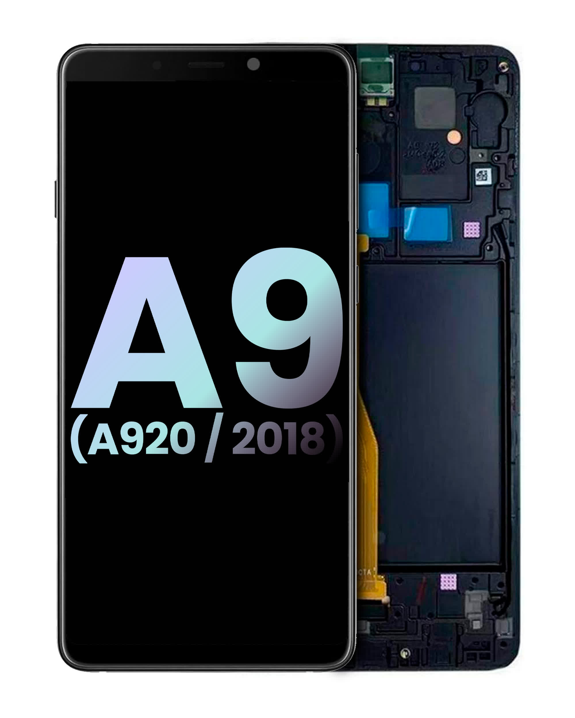 OLED Display mit Rahmen für Samsung Galaxy A9 (A920 / 2018) (Service Pack) (Black (Schwarz))