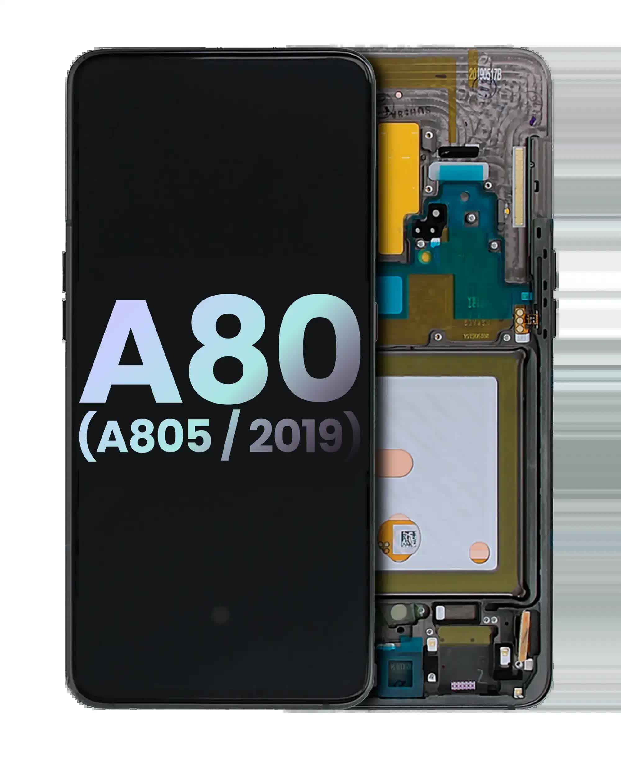 OLED Display mit Rahmen für Samsung Galaxy A80 (A805 / 2019) (Service Pack) (Phantom Black)