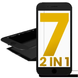 2 in 1 (Frontglas + Rahmen vormontiert) für iPhone 7 (Black (Schwarz)) (2er-Pack)