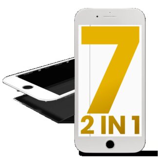 2 in 1 (Frontglas + Rahmen vormontiert) für iPhone 7 (White (Weiß)) (2er-Pack)