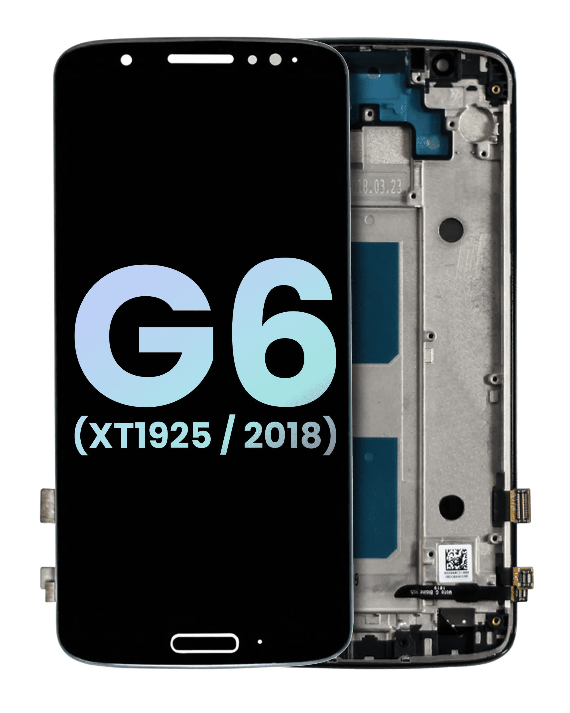 LCD Display mit Rahmen für Motorola Moto G6 (XT1925 / 2018) (Original) (Black (Schwarz))