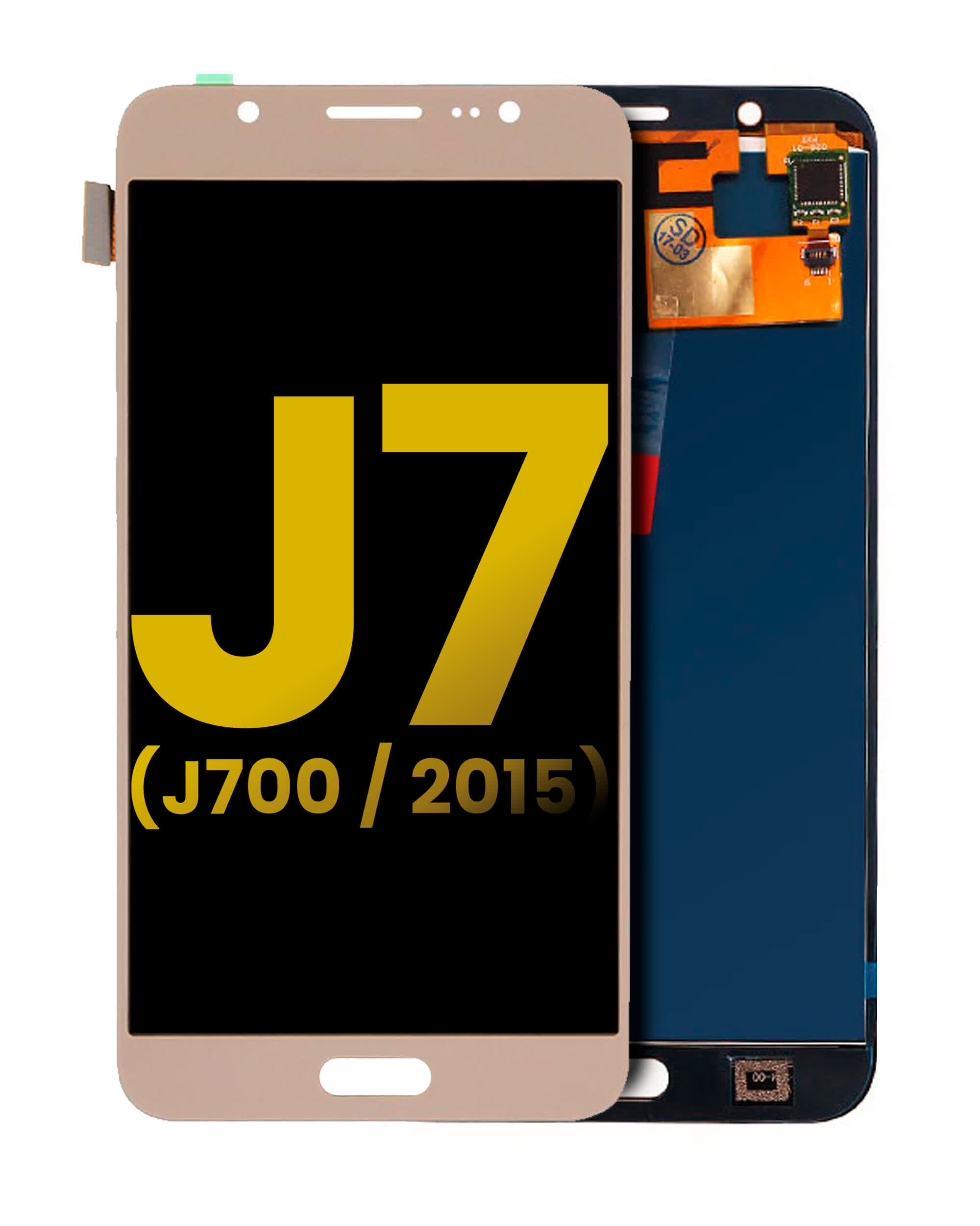 OLED Display ohne Rahmen für Samsung Galaxy J7 (J700 / 2015) (professionell aufgearbeitet) (Gold)