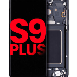 OLED Display mit Rahmen für Samsung Galaxy S9 Plus (Aftermarket Plus) (Midnight Black (Schwarz))